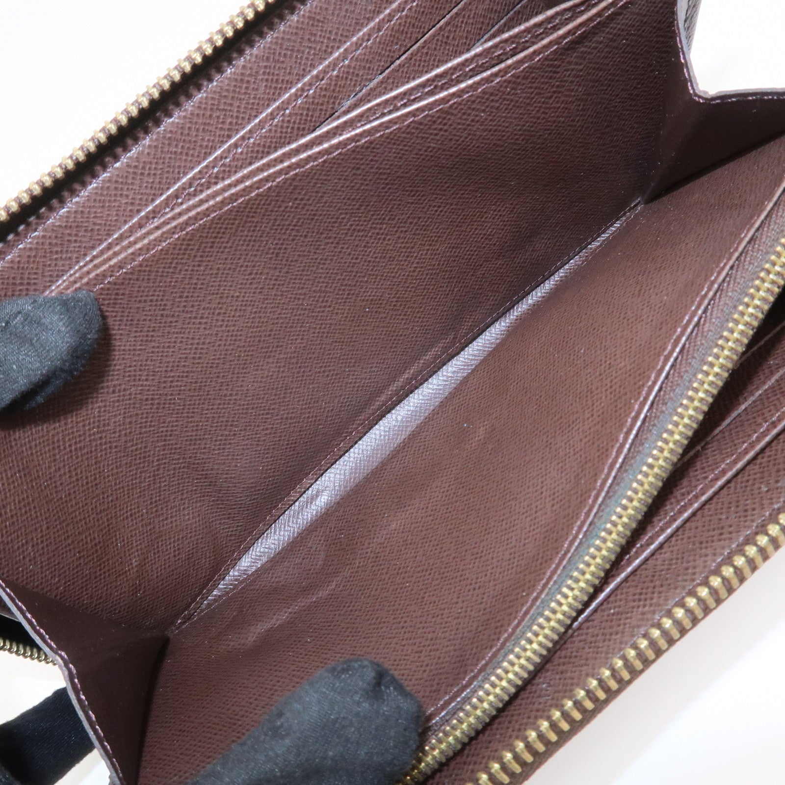 Louis Vuitton Damier Canvas Zippy Wallet Old Style Brown N60015