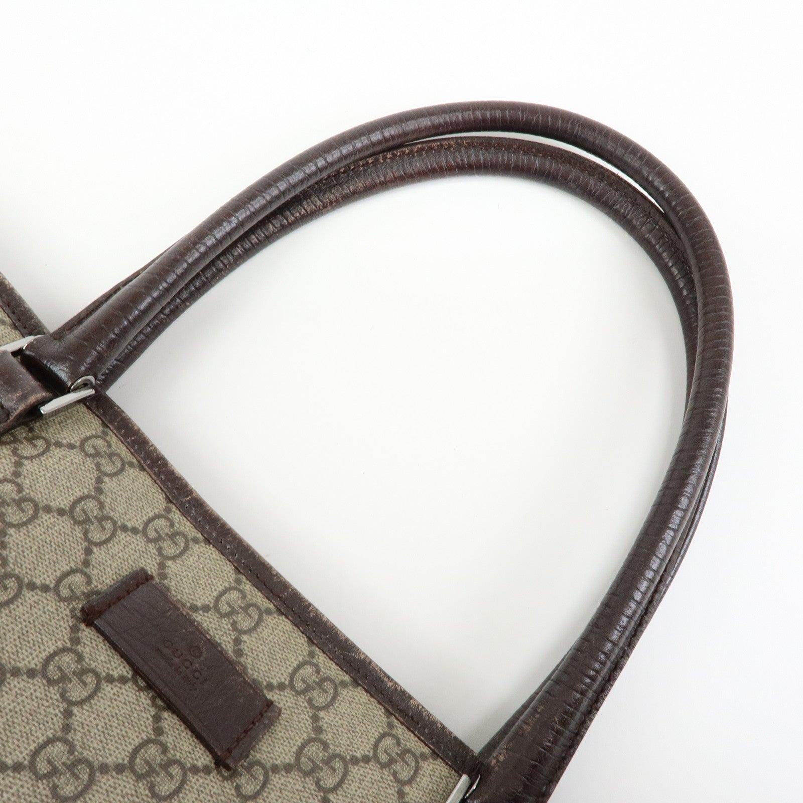 GUCCI GG Supreme Leather Tote Bag Shoulder Bag Beige Brown 114595