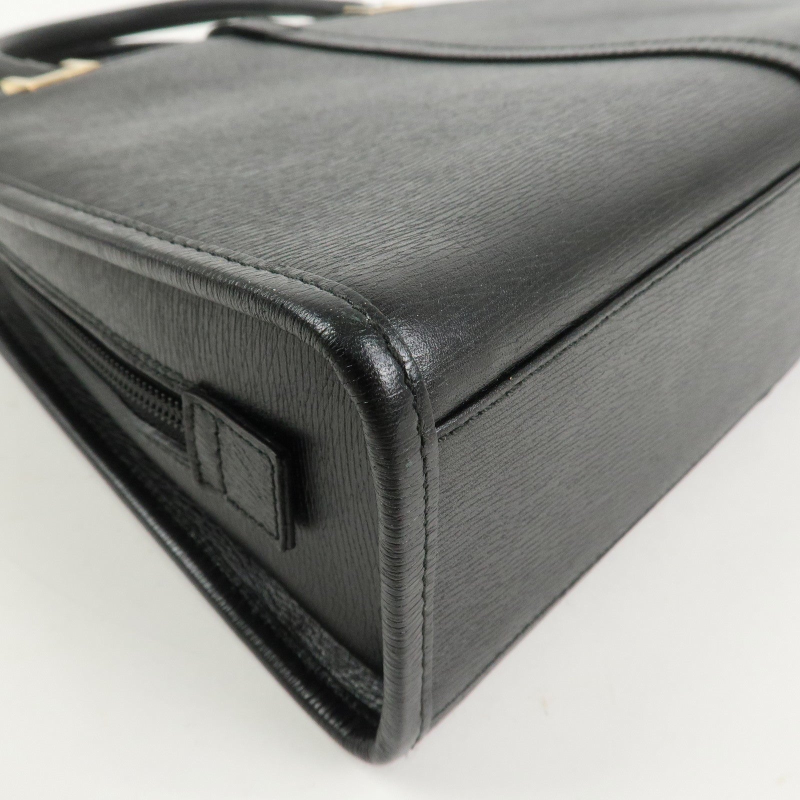 GUCCI Jackie Leather Hand Bag Tote Bag Black Gold 002.1071