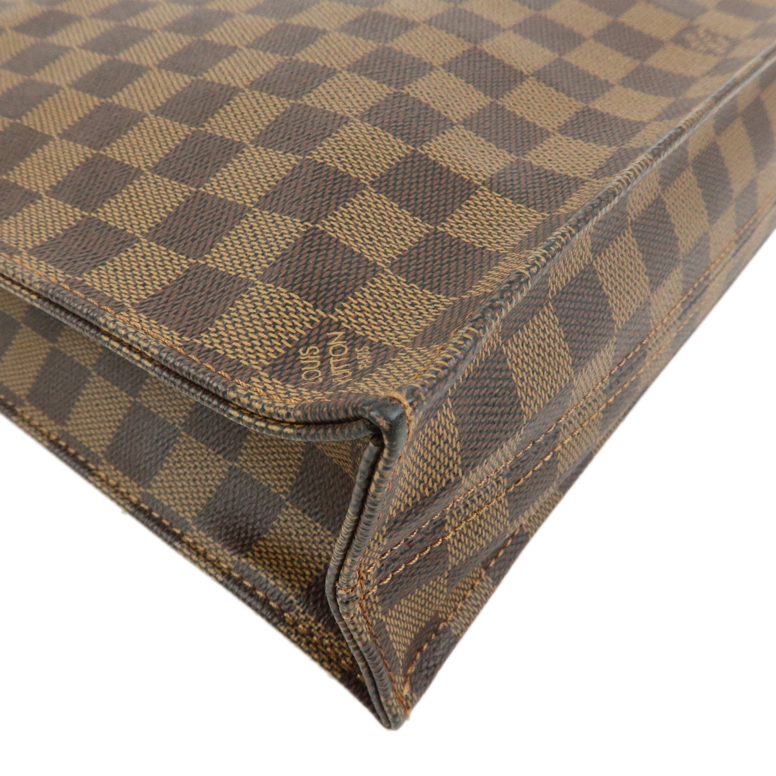 Louis Vuitton Damier Ebene Sac Plat Tote Bag Hand Bag Brown N51140