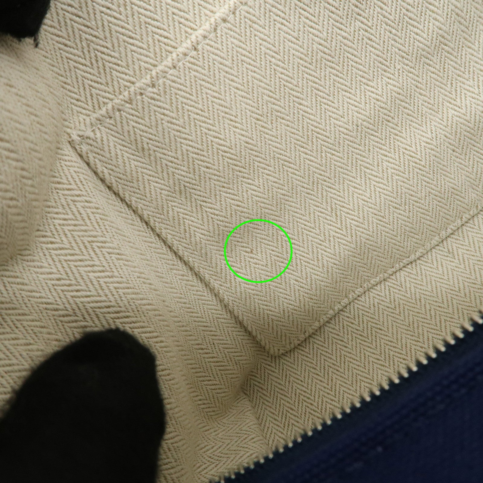 HERMES Canvas Bride A Brac PM Hand Bag Green Navy Used