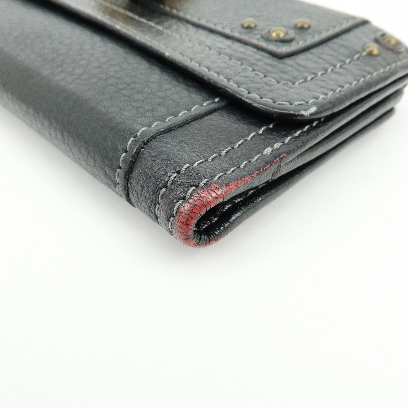 Chloe Paddington Leather Bi-fold Flap Long Wallet Black