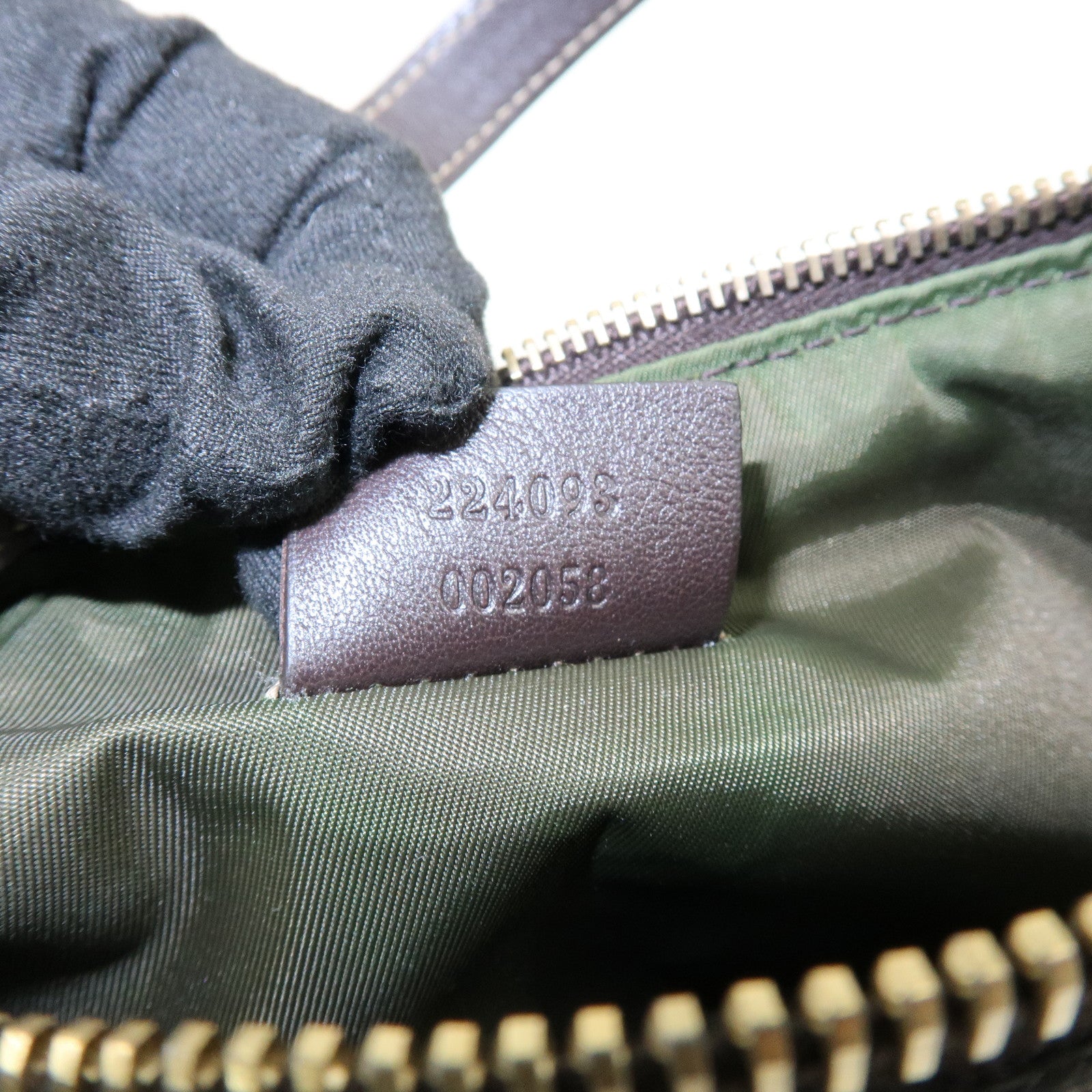 GUCCI Sherry Canvas Leather Accessory Pouch Hand Bag Beige 224093