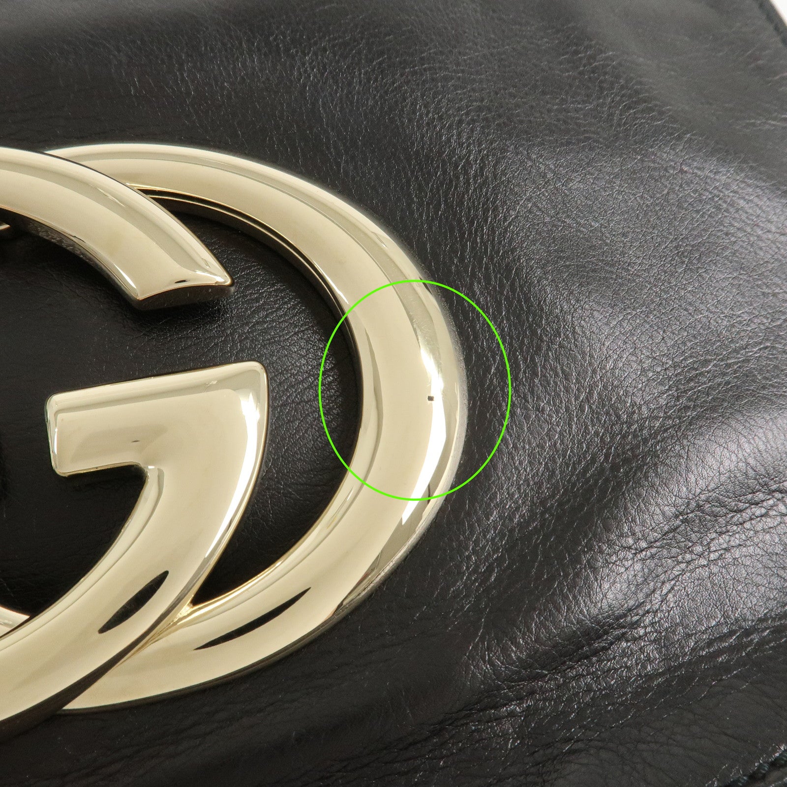 GUCCI Interlocking G Leather Shoulder Bag Hand Bag Black 161727