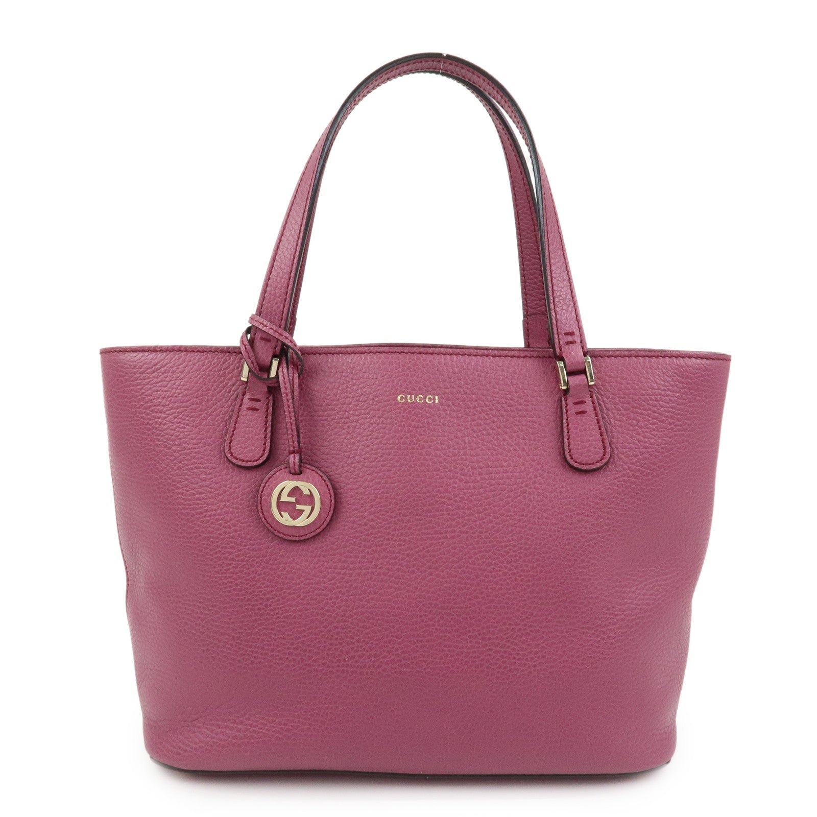 GUCCI Interlocking G Leather Tote Bag Shoulder Bag Purple 388561