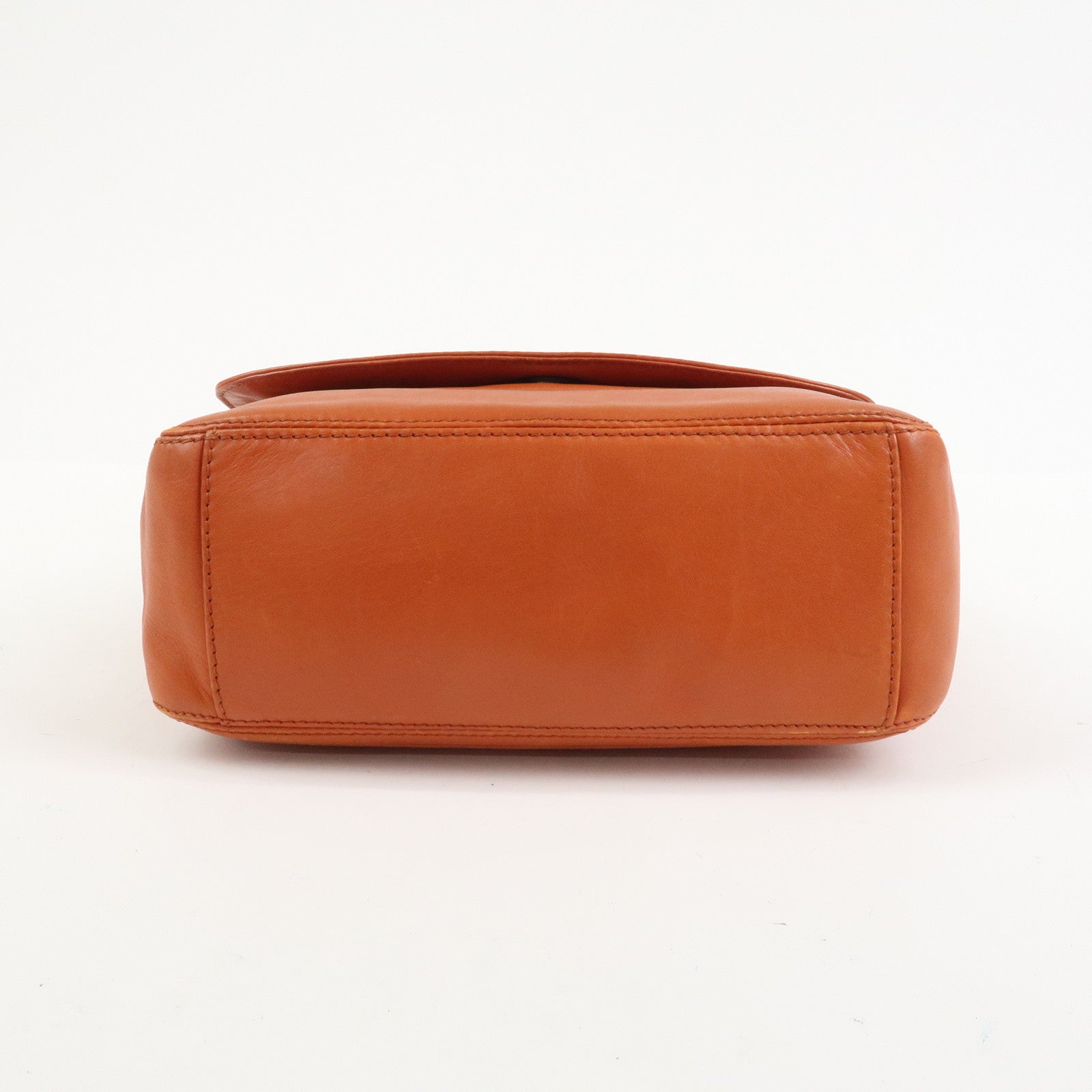 CHANEL COCO Mark Lamb Skin Shoulder Bag Orange