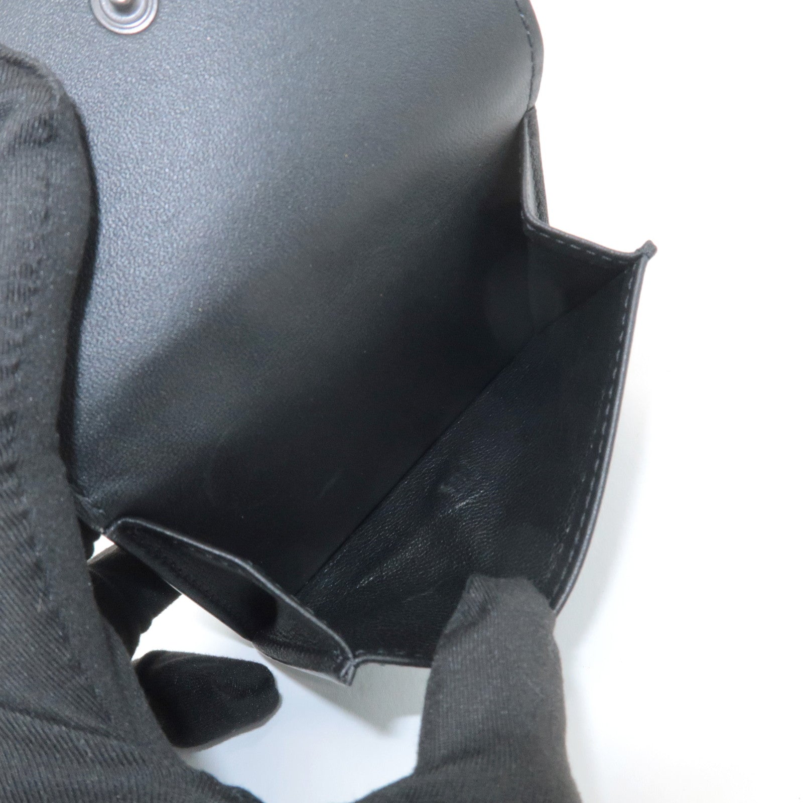 BOTTEGA VENETA Intrecciato Leather Tri-fold Wallet Black 515385