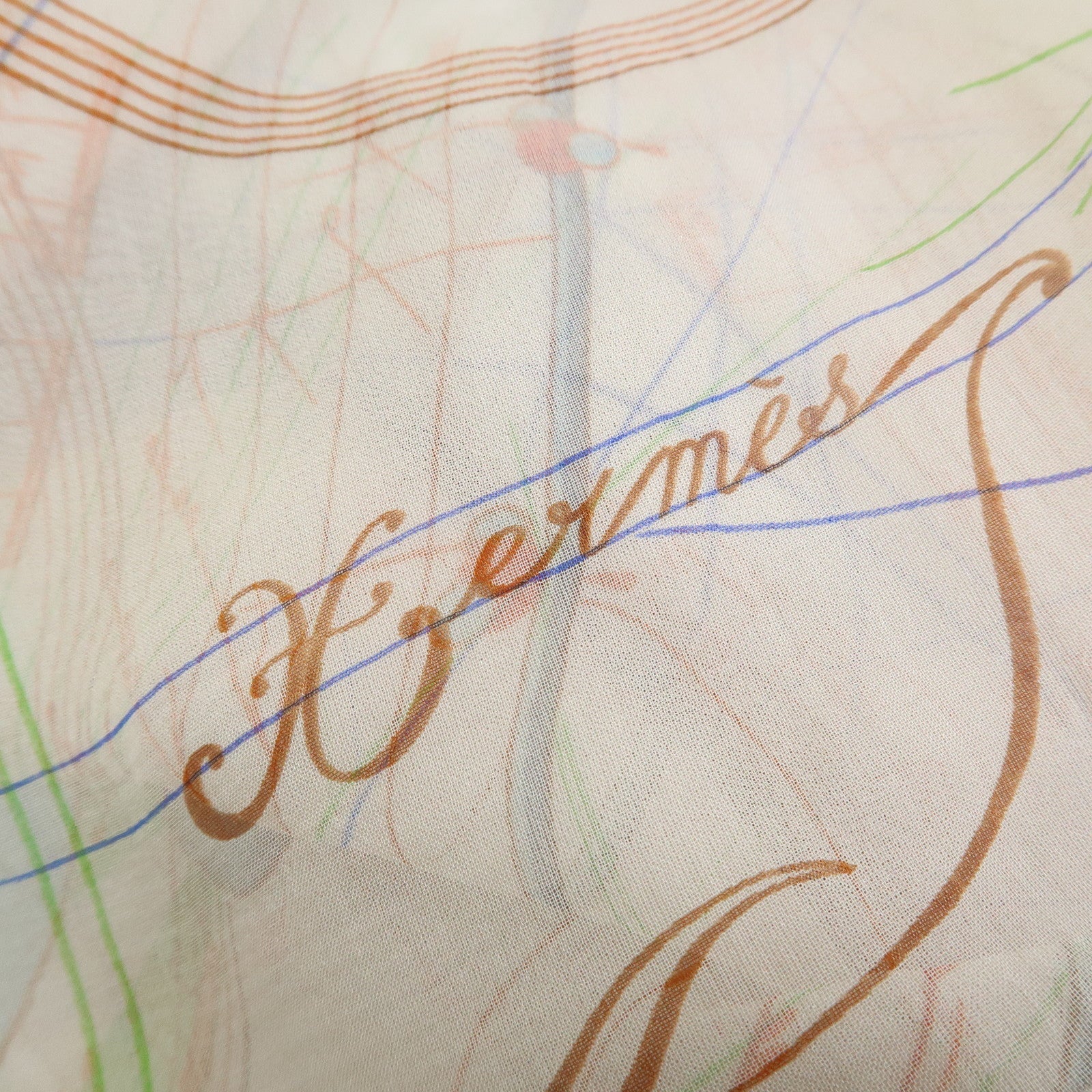 HERMES Carre 90 Silk 100% La Musique des Spheres Scarf Ivory