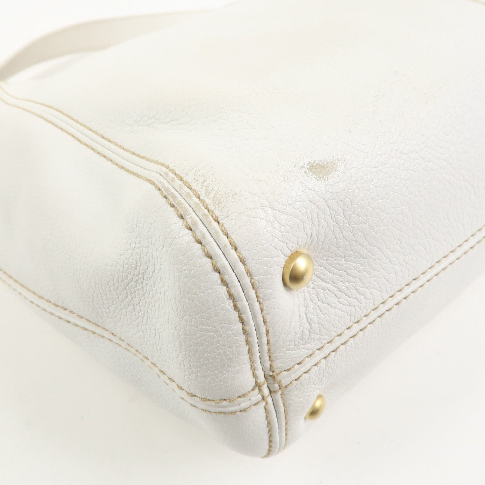 CHANEL COCO Mark Leather Wood Chain Shoulder Bag Off White 18MB096