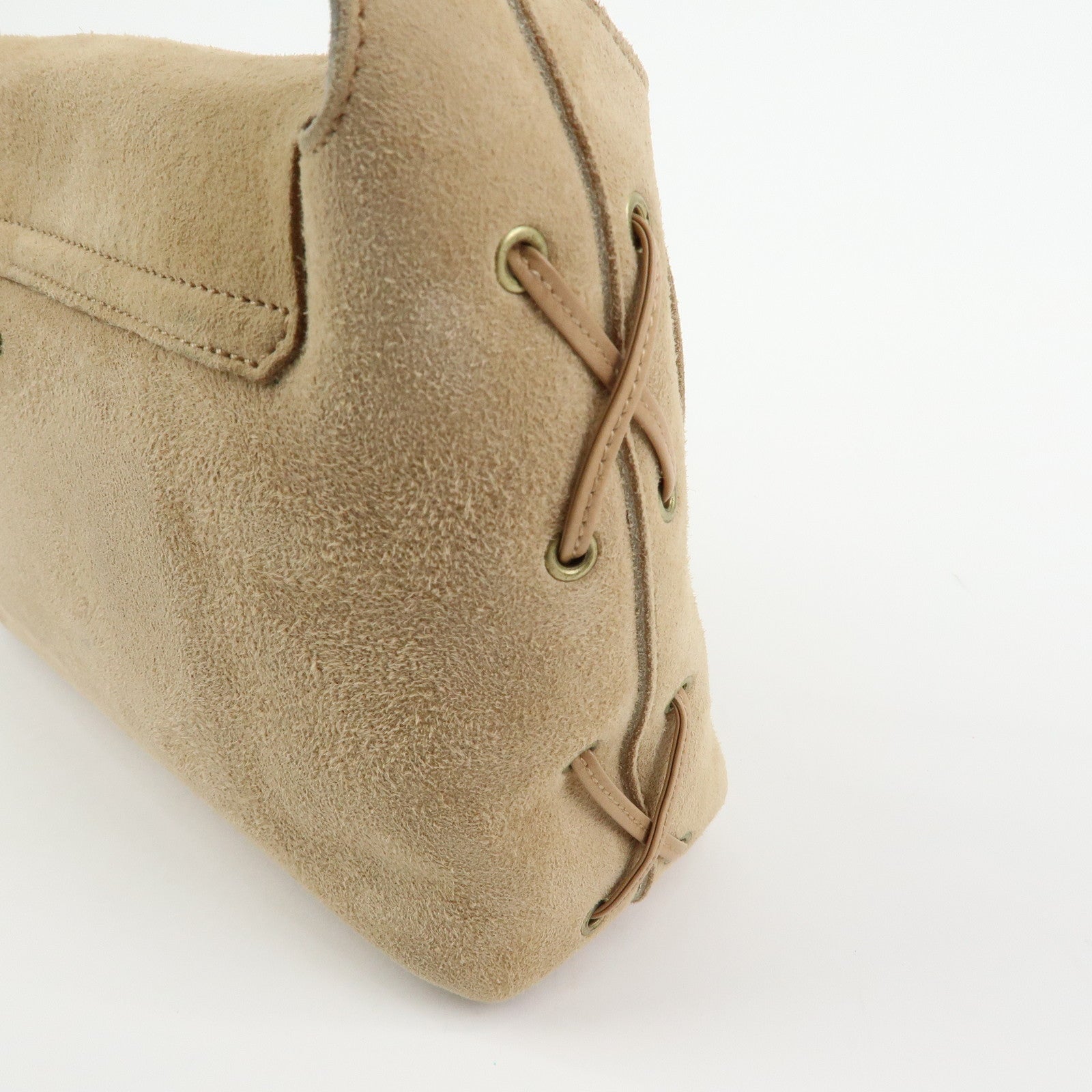 GUCCI Heart Suede Leather Shoulder Bag Beige 95107