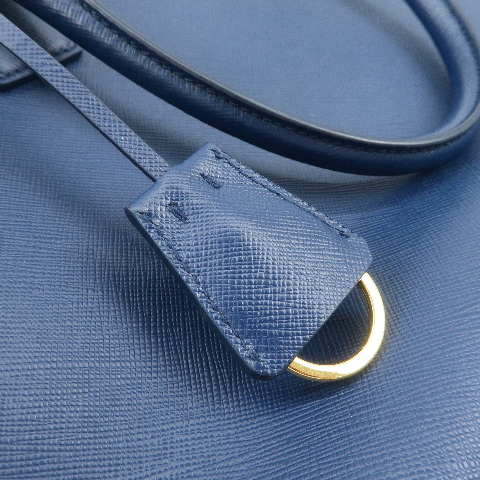 PRADA Triangle Logo Saffiano Leather 2Way Bag Shoulder Bag Blue