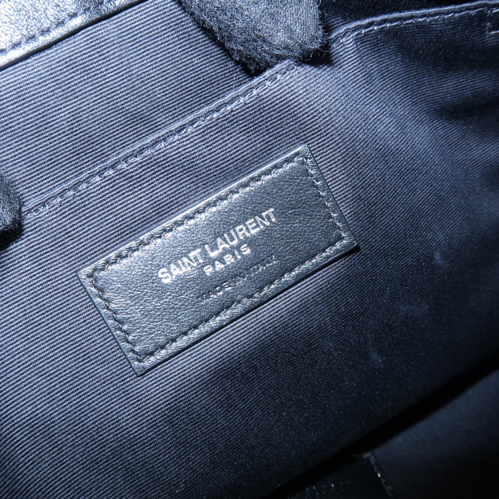 SAINT LAURENT PARIS Canvas Leather Clutch Bag Pouch Black