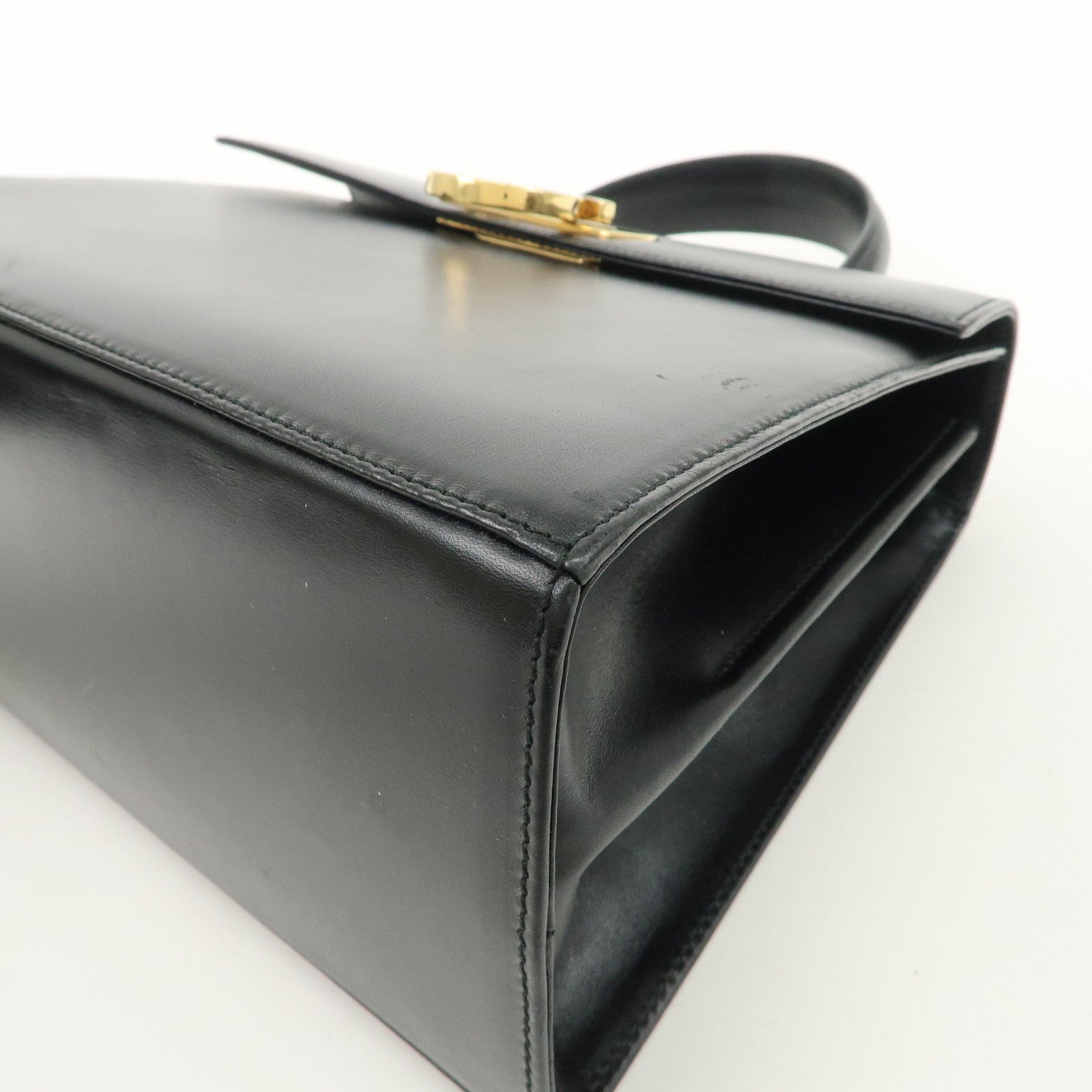 Ferragamo Gancini Leather 2Way Bag Hand Bag Shoulder Bag Black