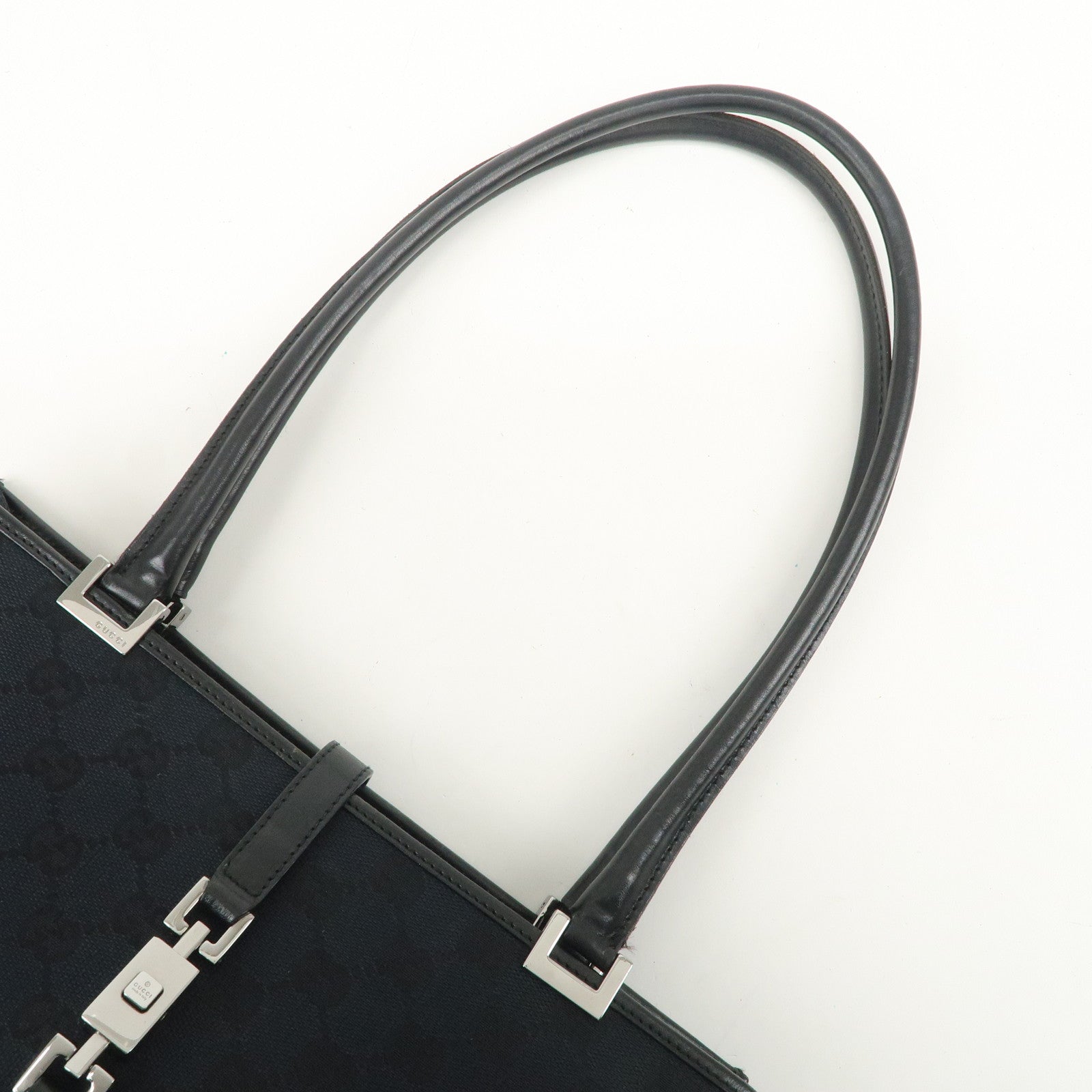 GUCCI Jackie GG Monogram Canvas Leather Shoulder Bag Black 002・1073