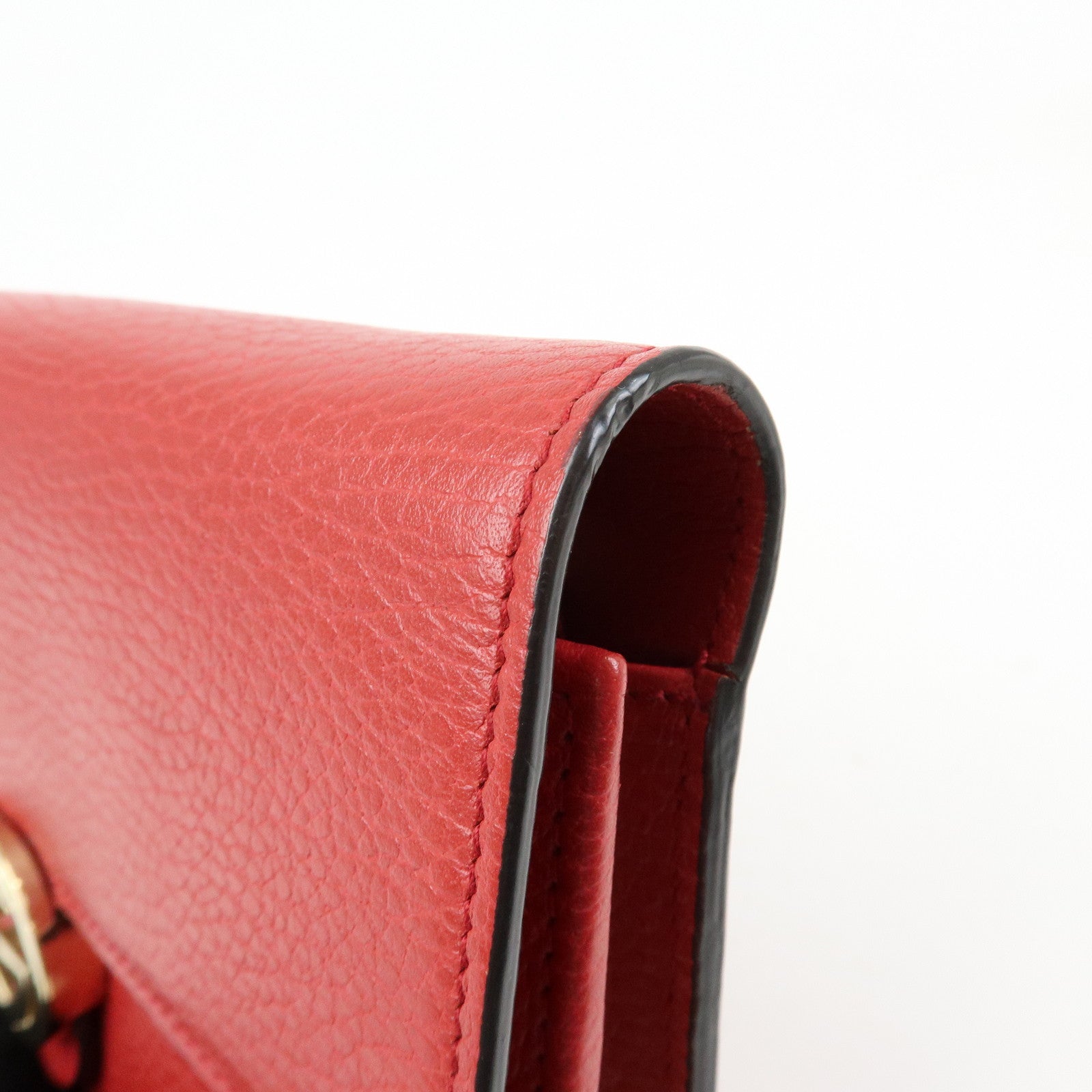 GUCCI Interlocking G Leather Chain Wallet Shoulder Bag Red 510314
