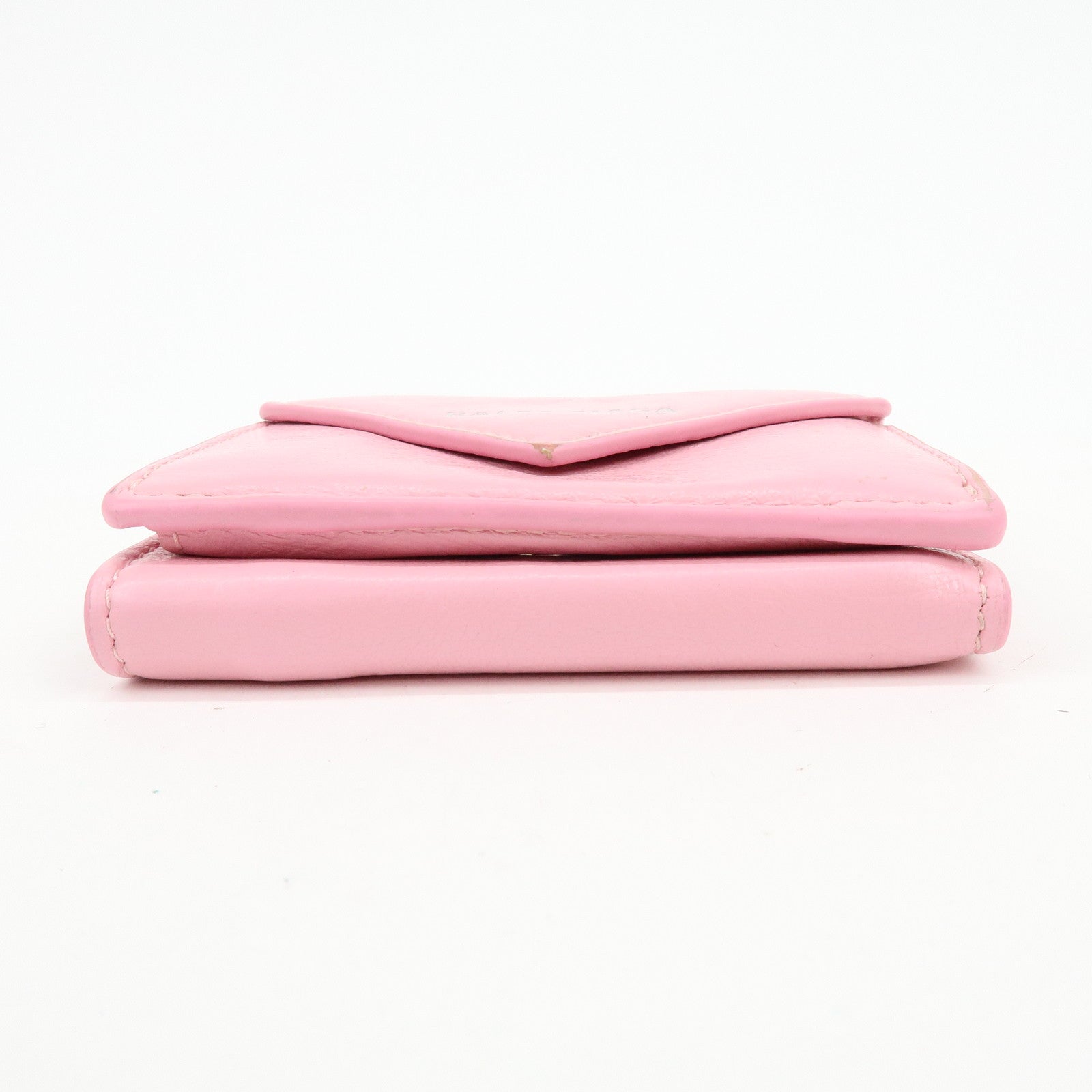BALENCIAGA Leather Tri-fold Compact Wallet Pink 391446