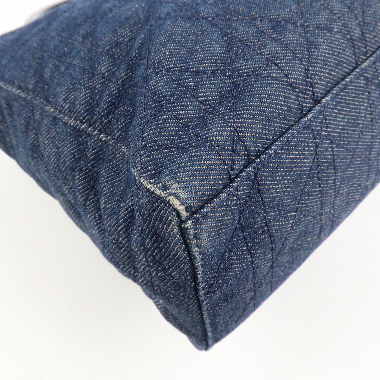 Christian Dior Cannage 2way Denim Tote Bag Navy Used