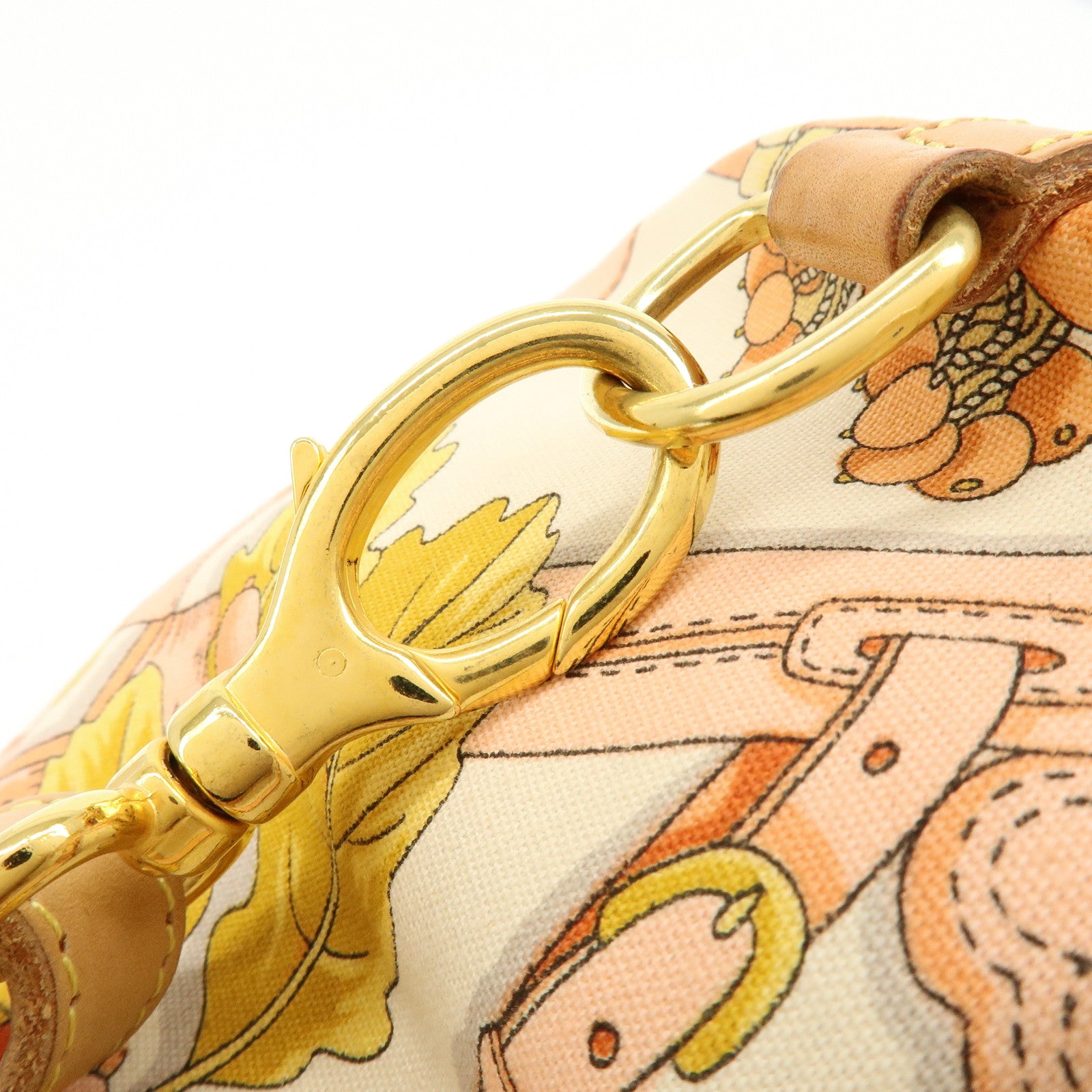 LOEWE Scarf Design Canvas Leather Shoulder Bag Beige Pink