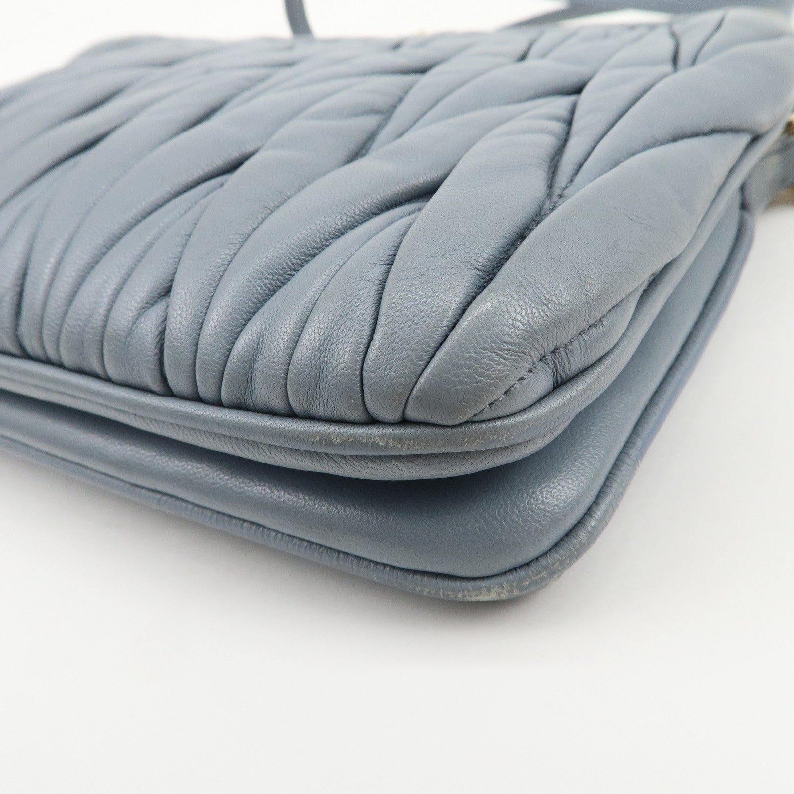 MIU MIU Matelasse Nappa Leather Shoulder Bag Light Blue 5BH057