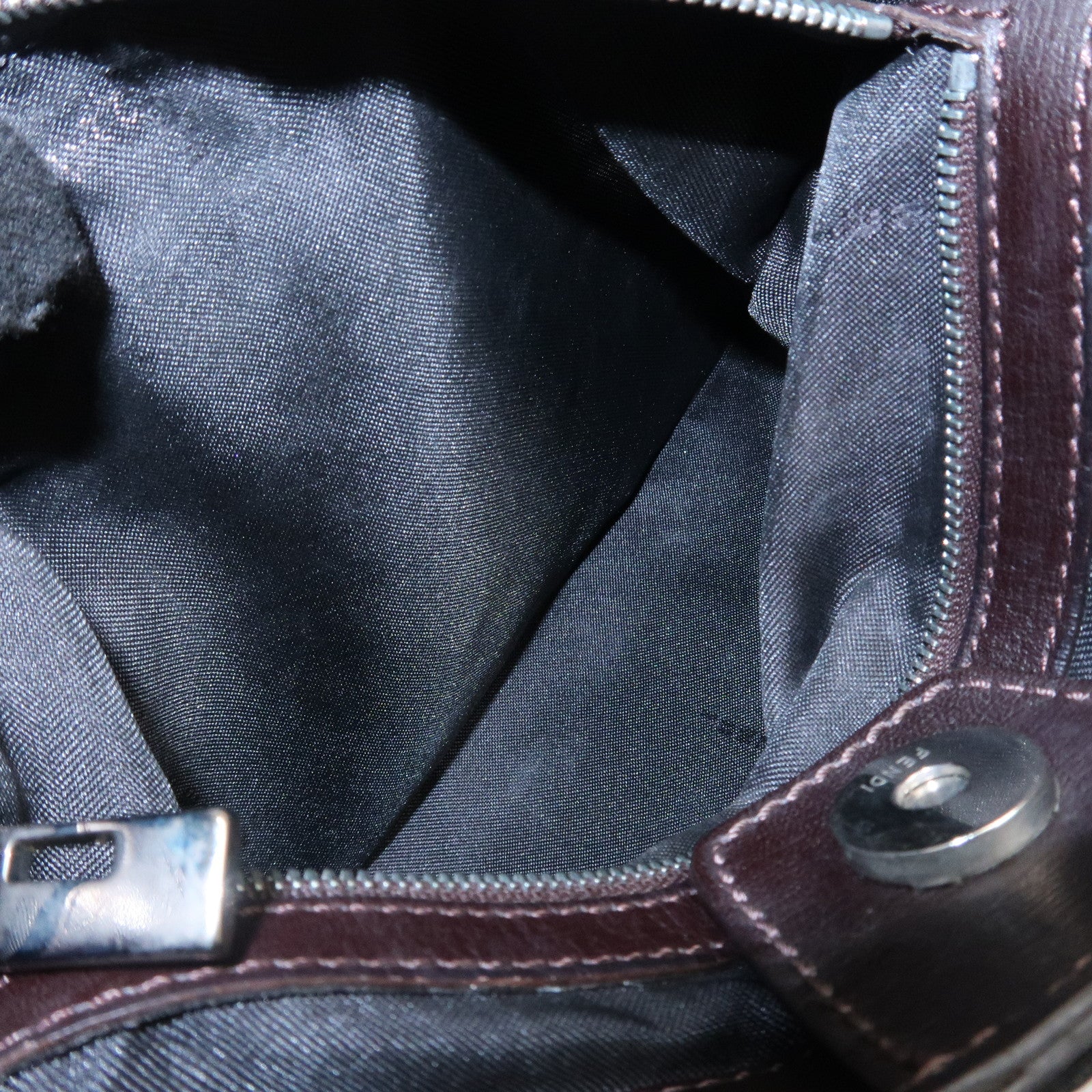 FENDI Canvas Leather Shoulder Bag Hand Bag Zebra Motif 8BR279