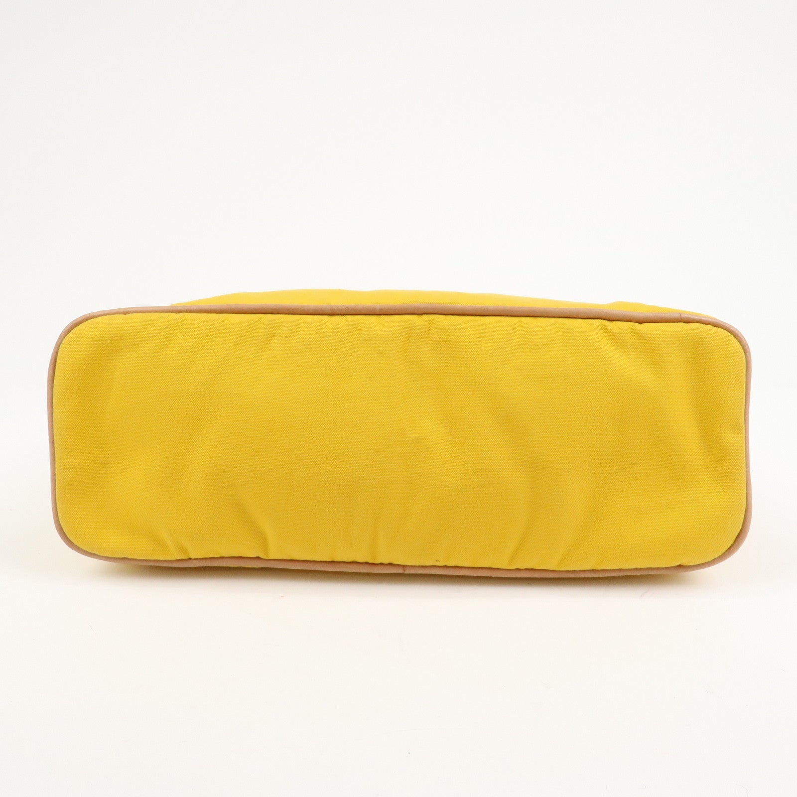 HERMES Bolide Pouch GM Canvas Leather Cosmetic Pouch Yellow