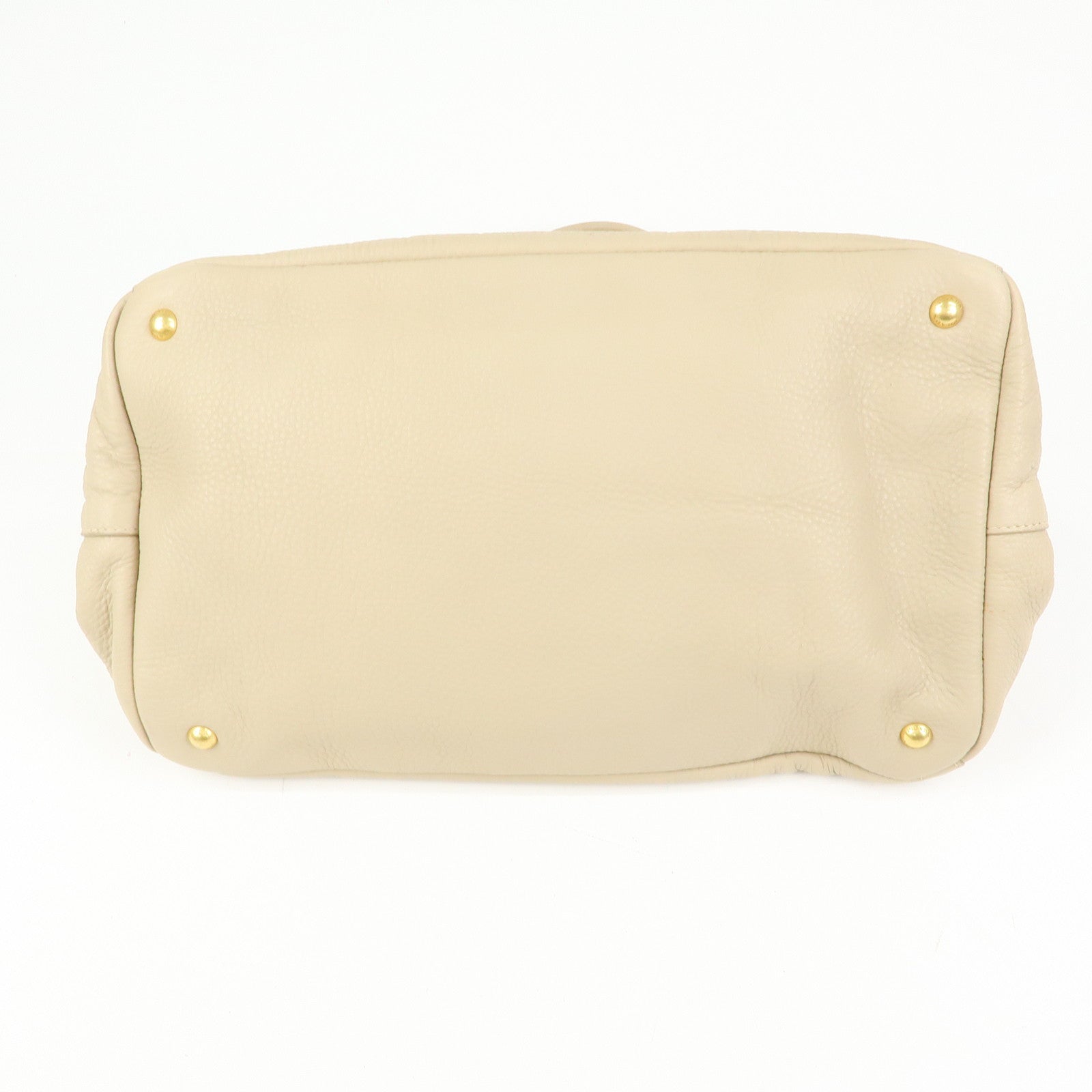 PRADA Triangle Logo Canapa Vittello Daino Leather Hand Bag Beige