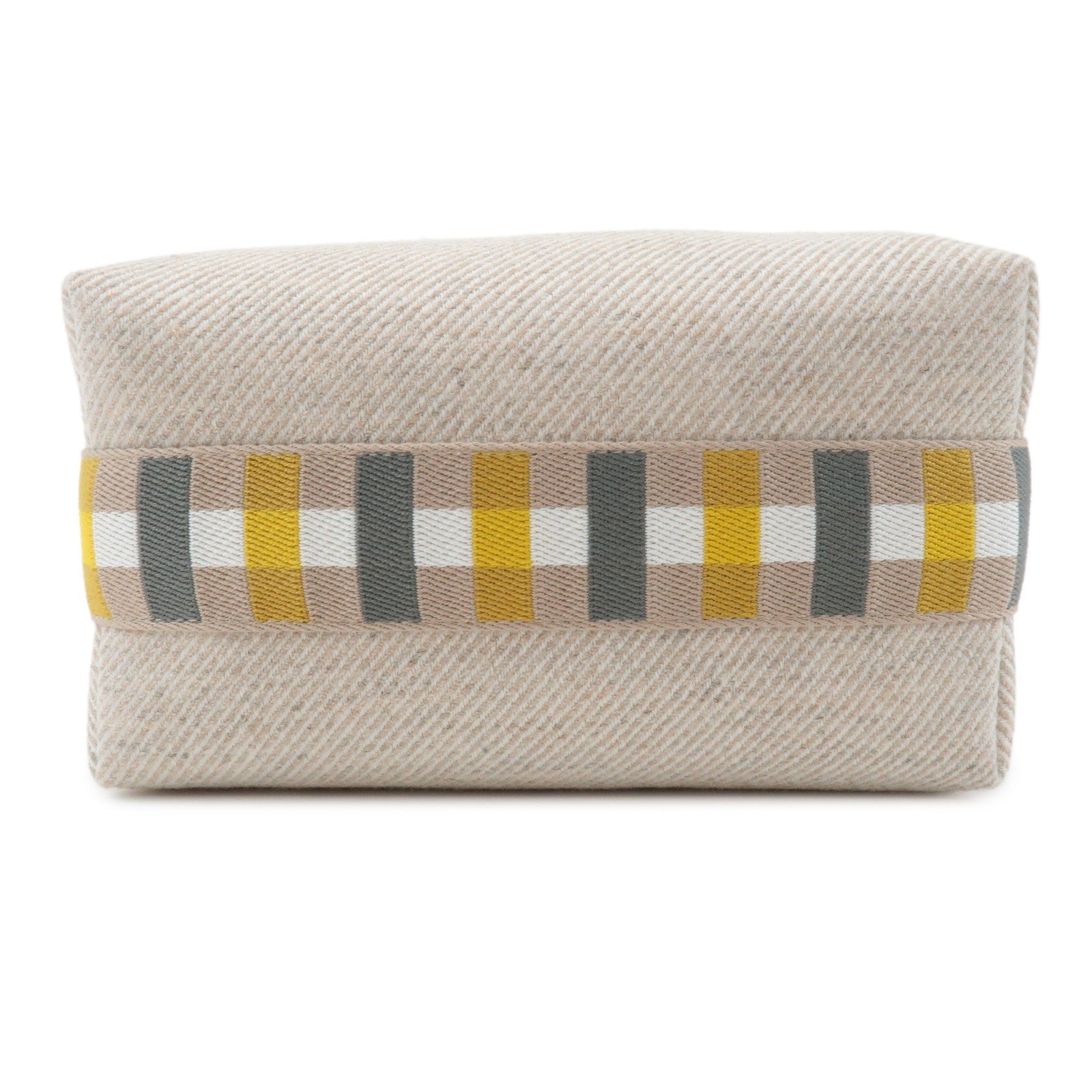 HERMES Wool Bride A Brac PM Hand Bag Silver Hardware Used