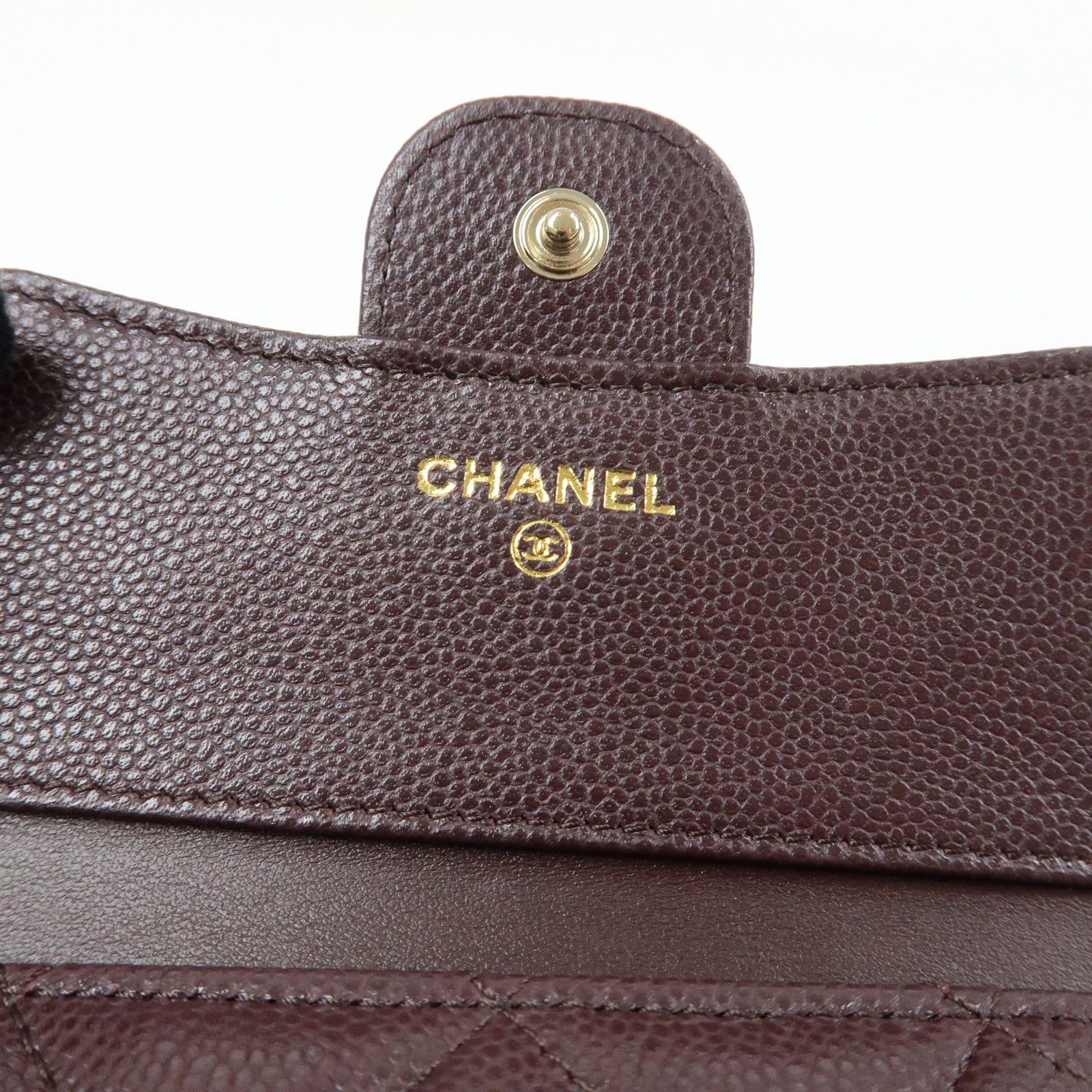 CHANEL Matelasse Caviarskin Small Tri-fold Wallet Brown AP0231