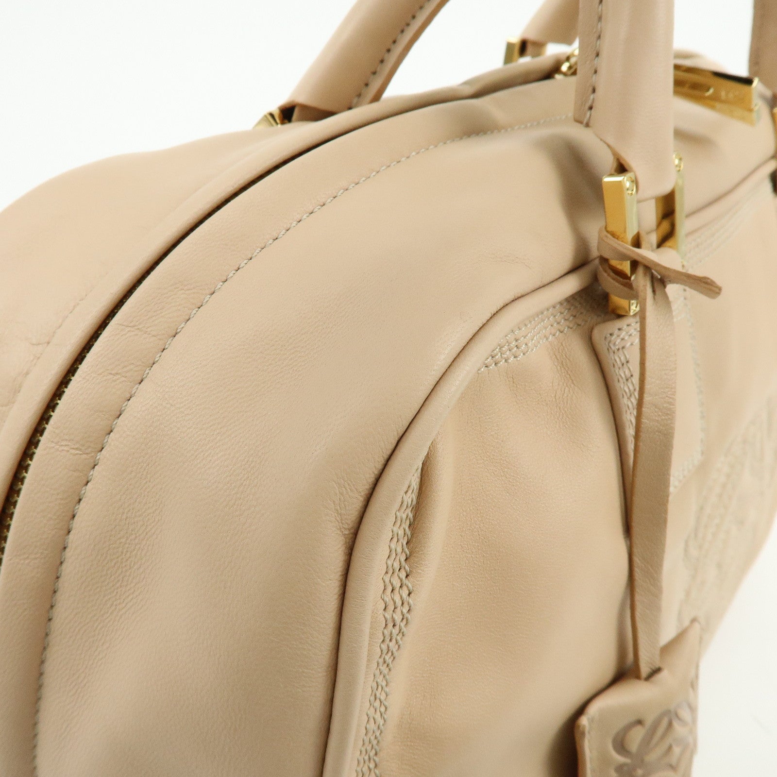 LOEWE Anagram Amazona 36 Nappa Leather Hand Bag Boston Bag Beige