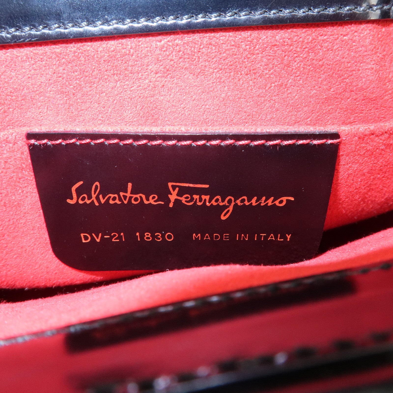 Ferragamo Gancini Leather Hand Bag Black Gold Hardware Used