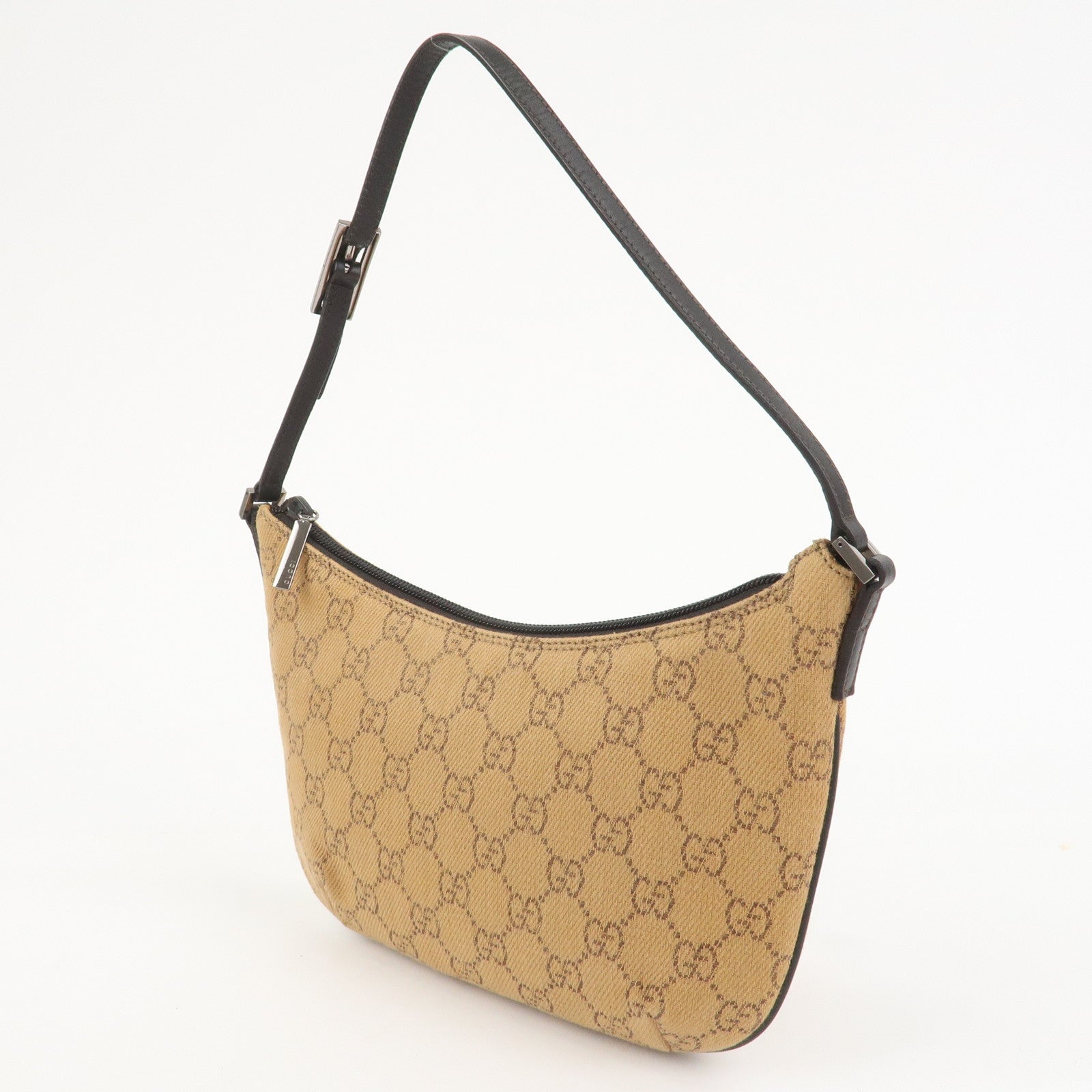 GUCCI GG Canvas Leather Hand Bag Shoulder Bag Brown 32160