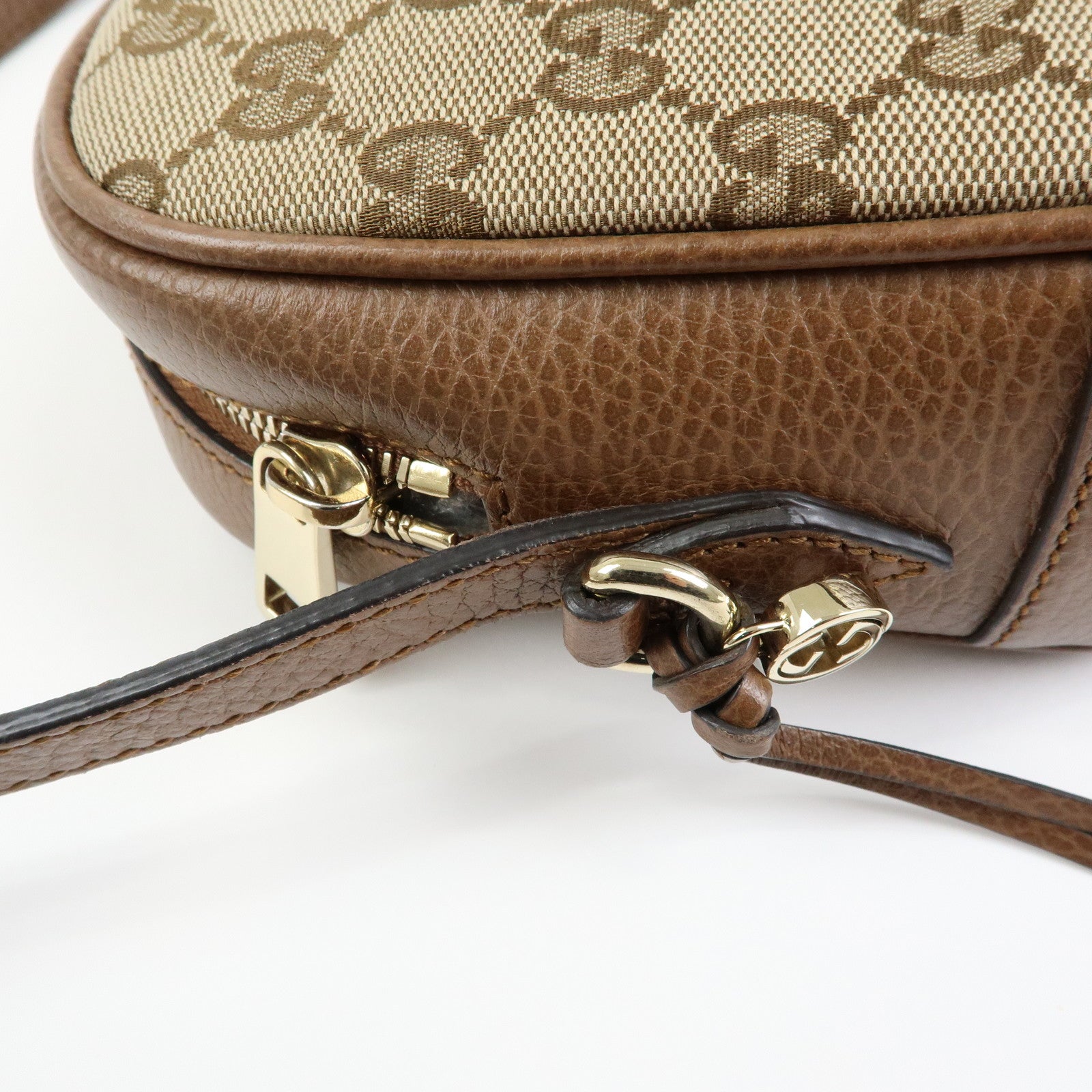 GUCCI Interlocking G Canvas Leather Shoulder Crossbody Bag 449413