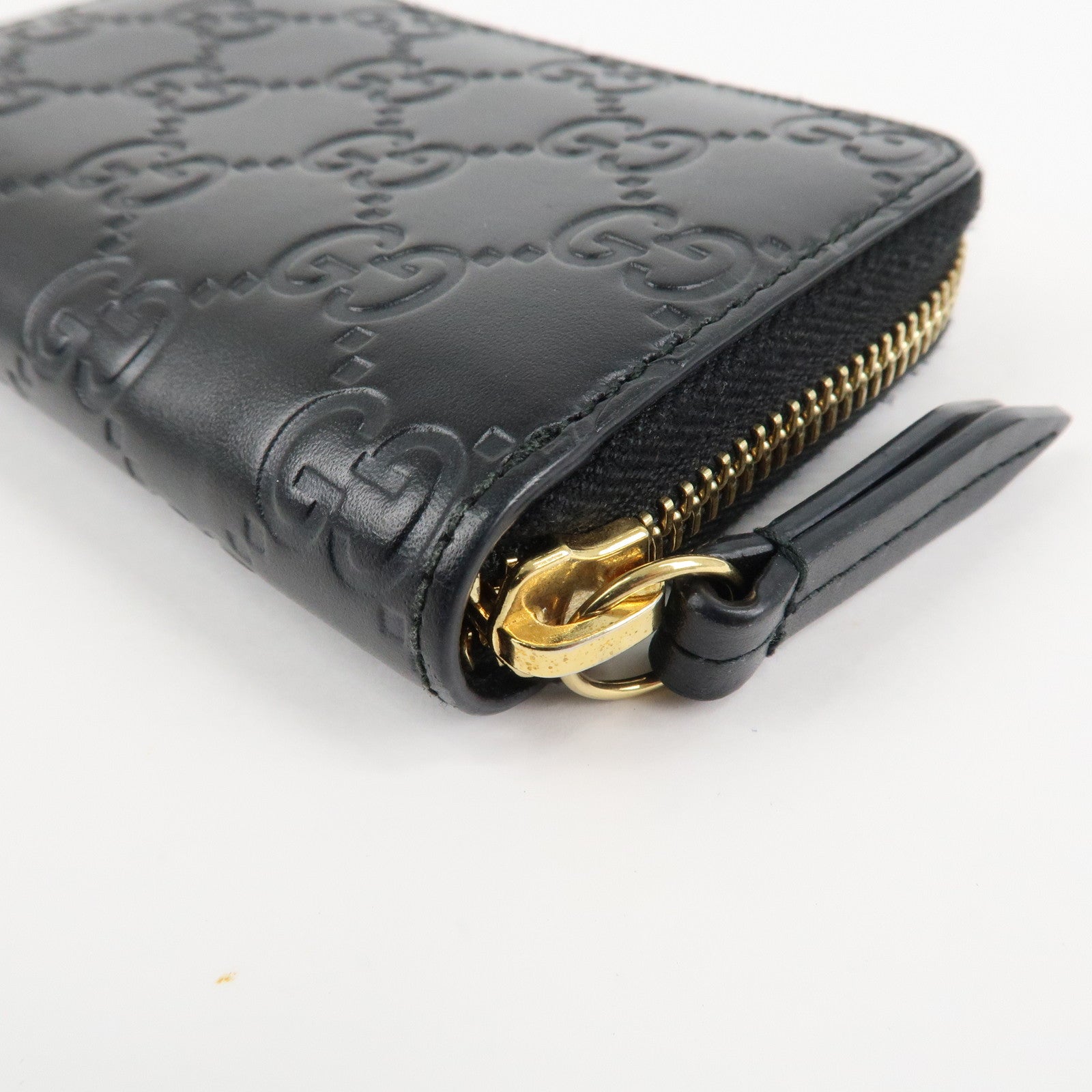 GUCCI Guccissima Leather Card Case Card Holder Black 447939 Used