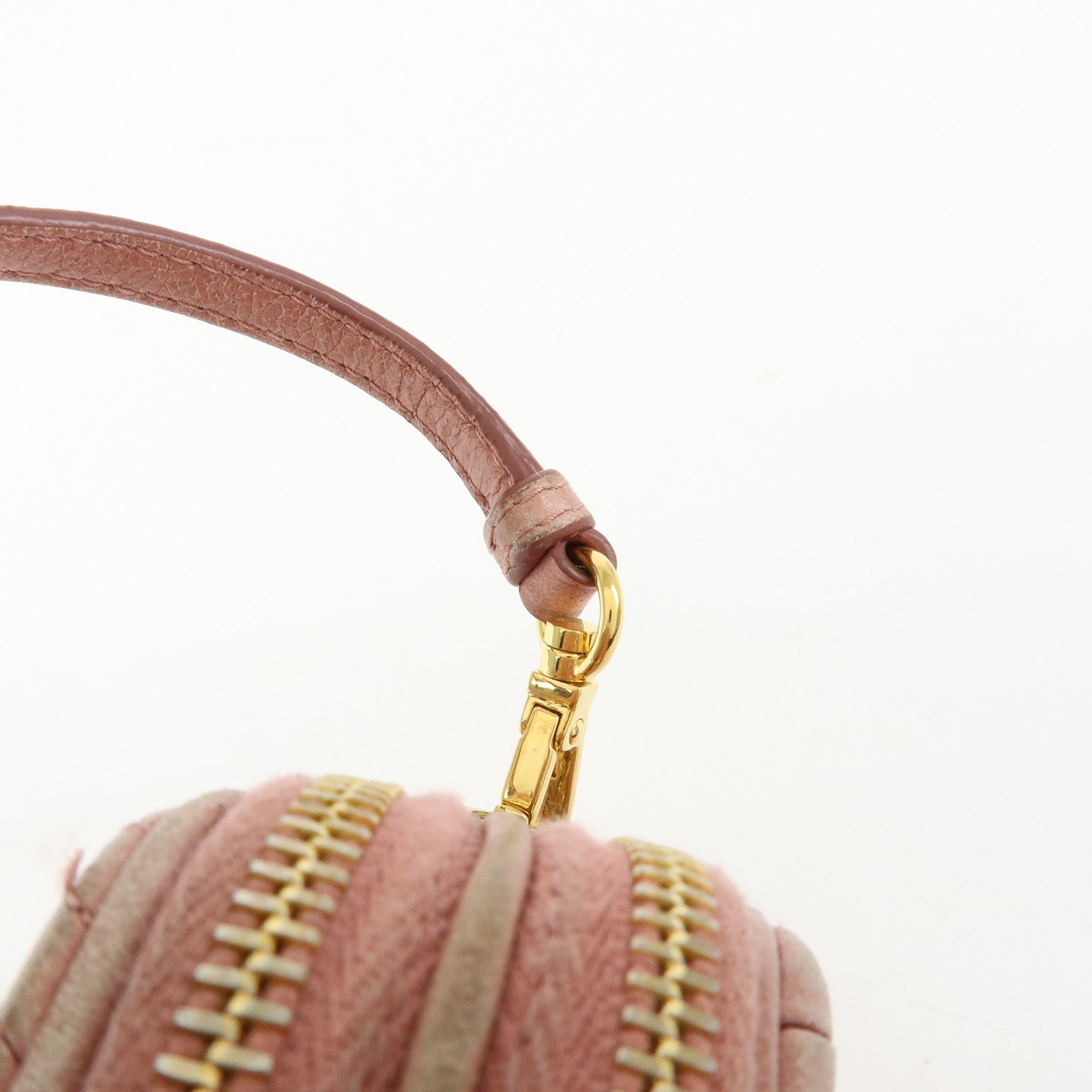 MIU MIU Matelasse Leather Hand Bag Accessory Pouch Pink