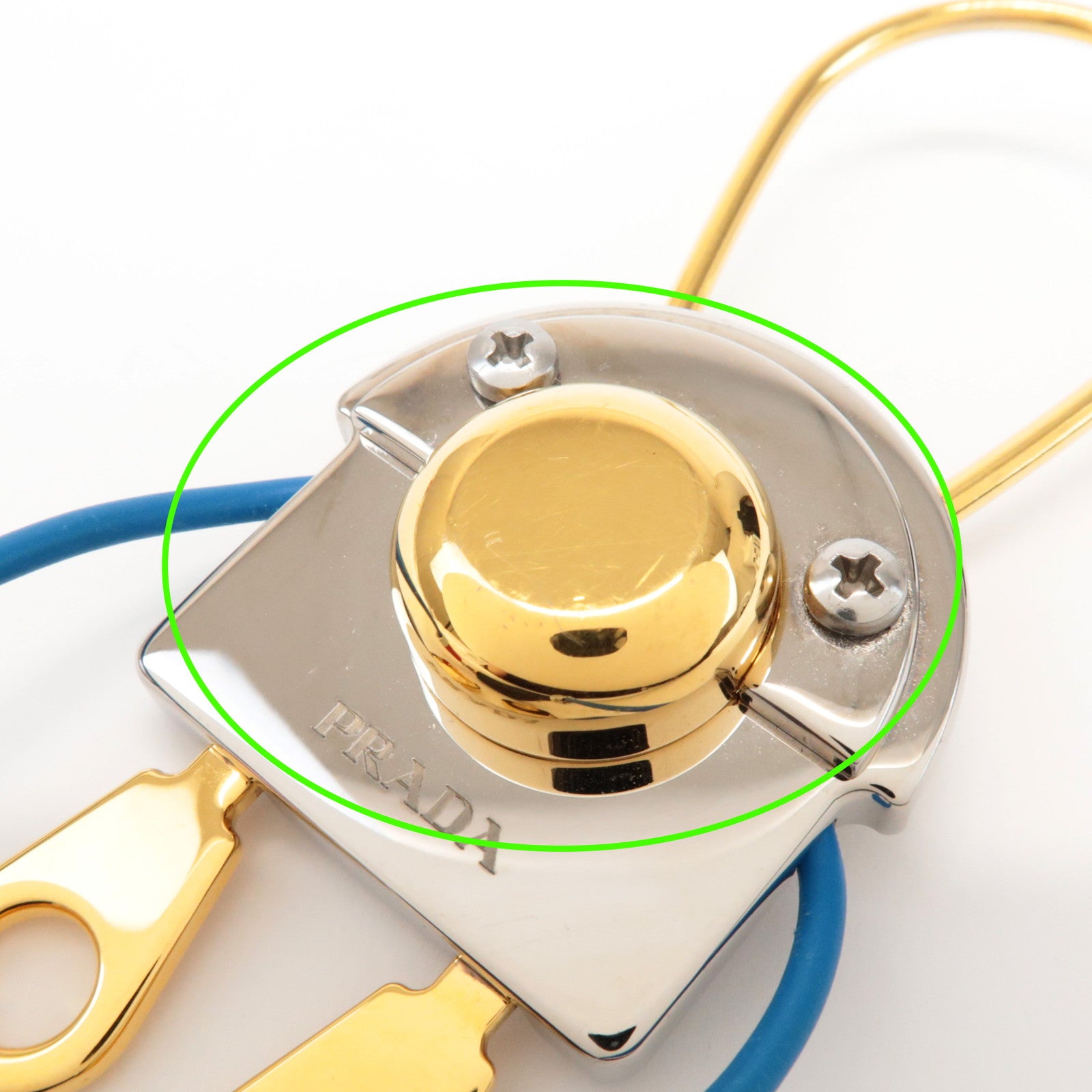 PRADA Metal Robot Bag Key Charm Key Chain Silver Gold