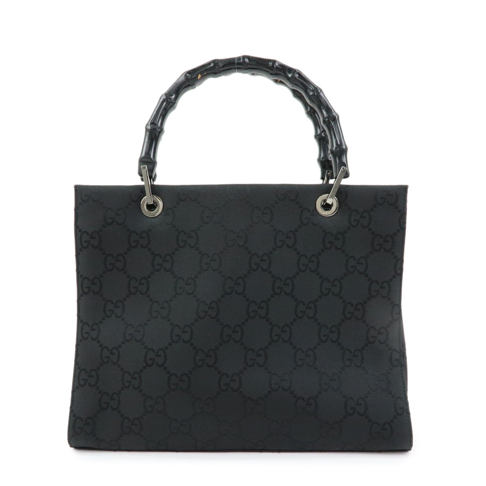 GUCCI Bamboo GG Nylon 2Way Tote Bag Black 002.1016
