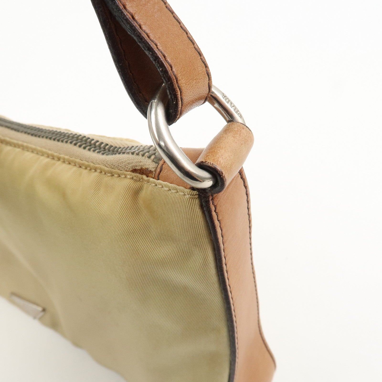 PRADA Triangle Logo Nylon Shoulder Bag Brown BR2205