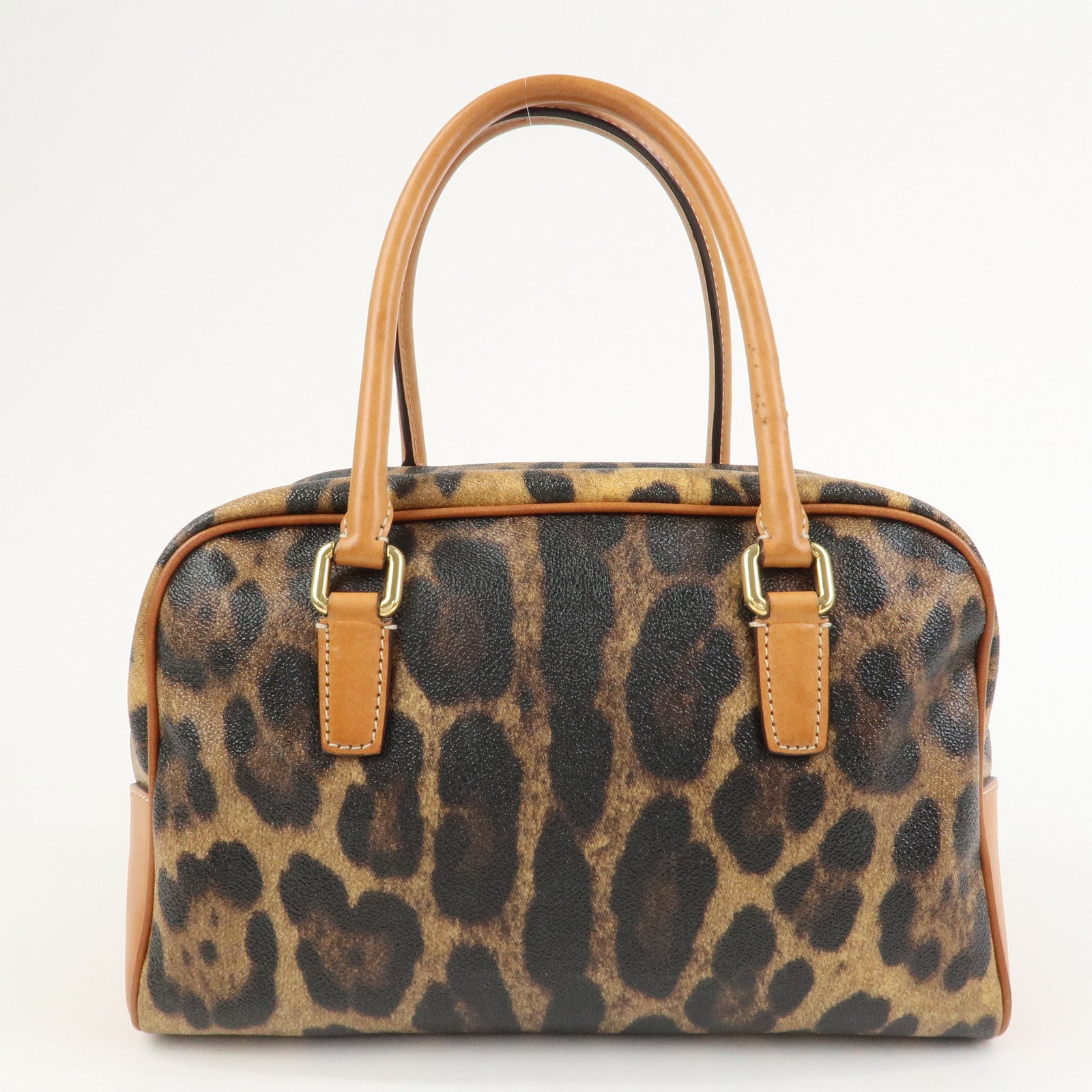 Dolce&Gabbana Leather Shoulder Bag Hand Bag Leopard Brown