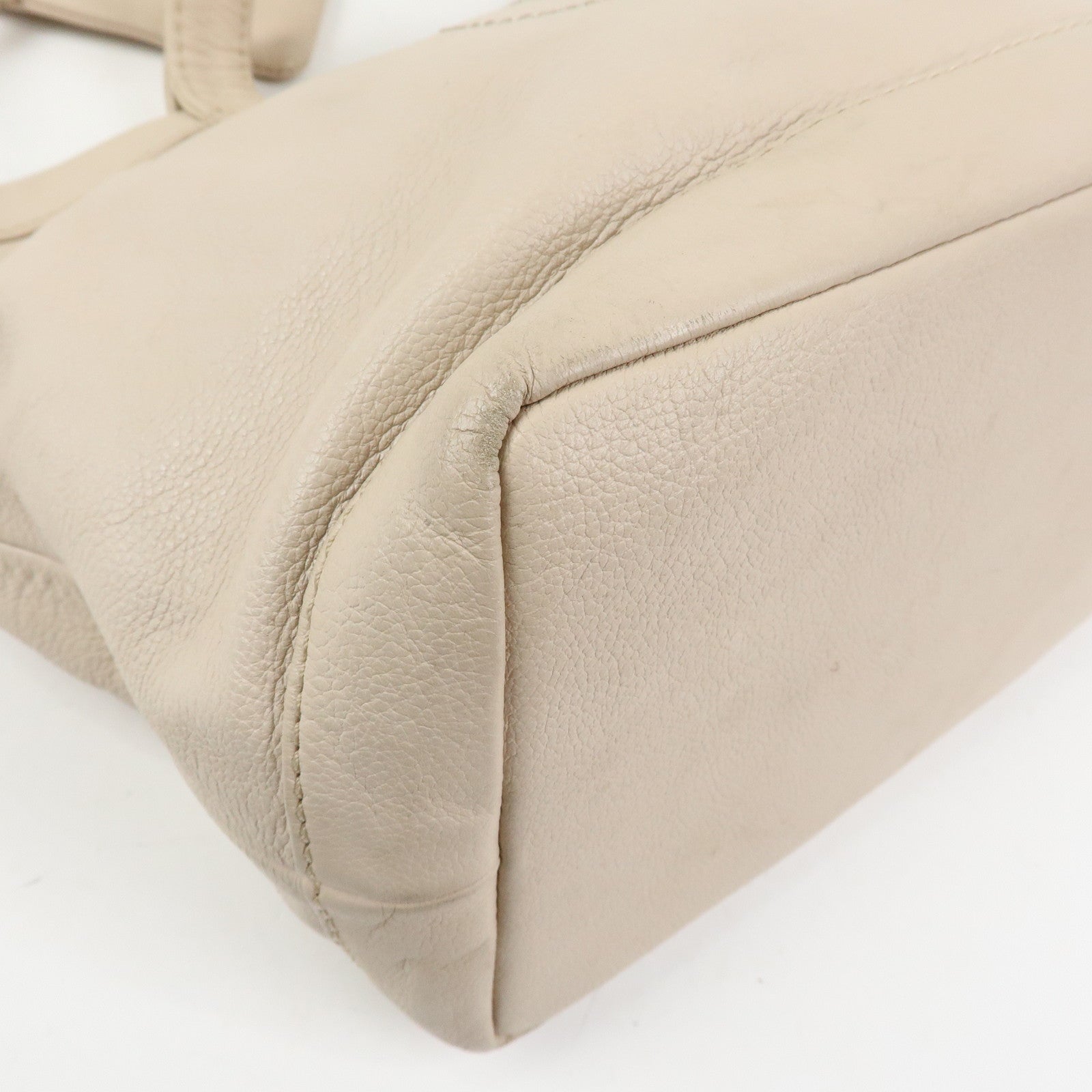 Chloe See by Chole Leather Tote Bag Hand Bag Pouch Beige