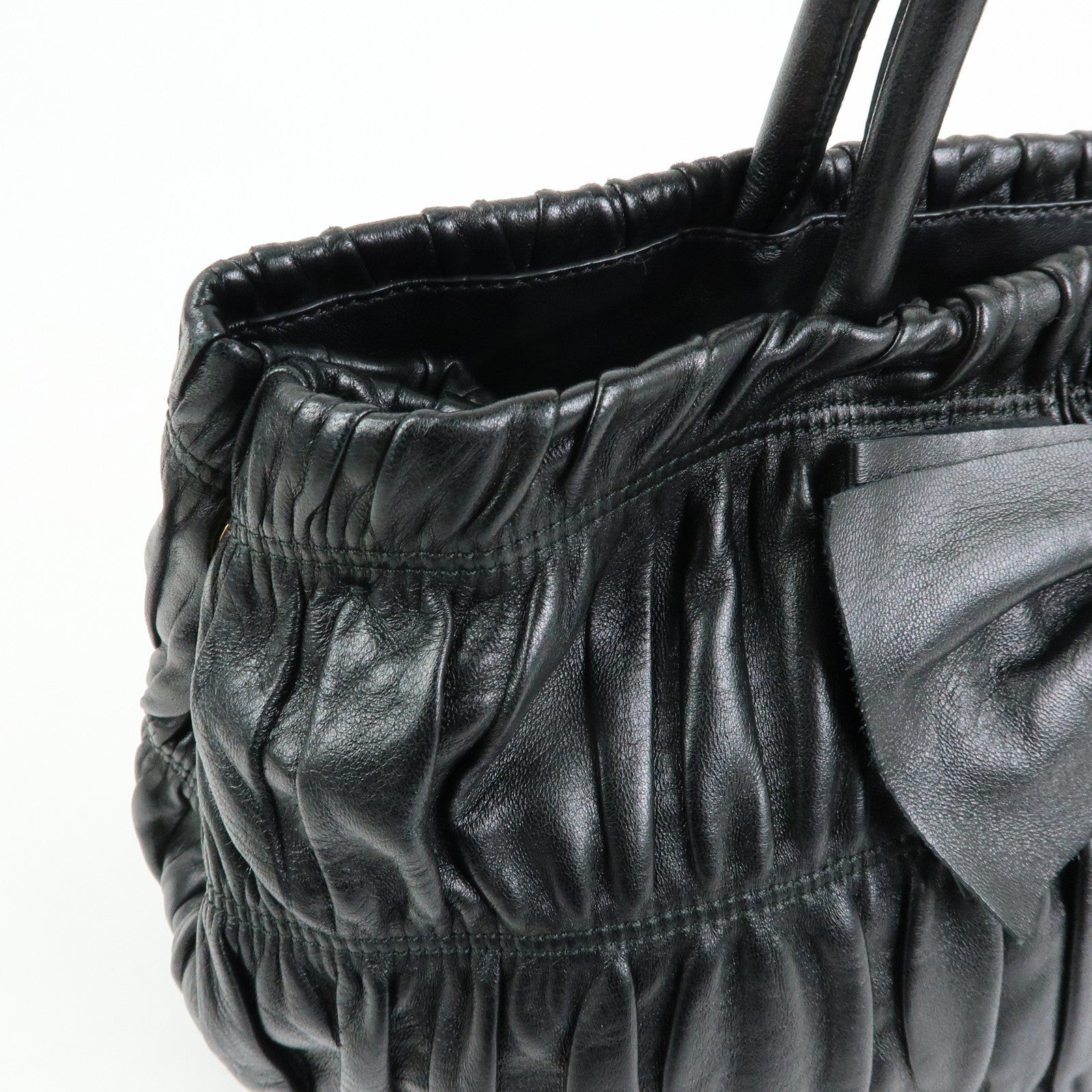 PRADA Ribbon Nappa Gaufure Leather 2Way Bag Black BN1932