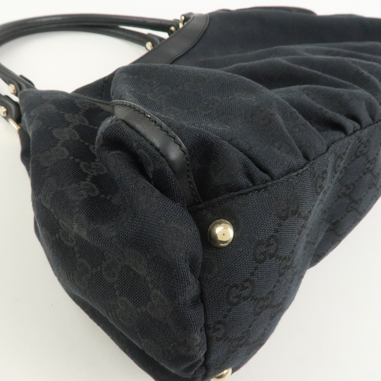 GUCCI Abbey GG Canvas Leather Shoulder Bag Hand Bag Black 189835