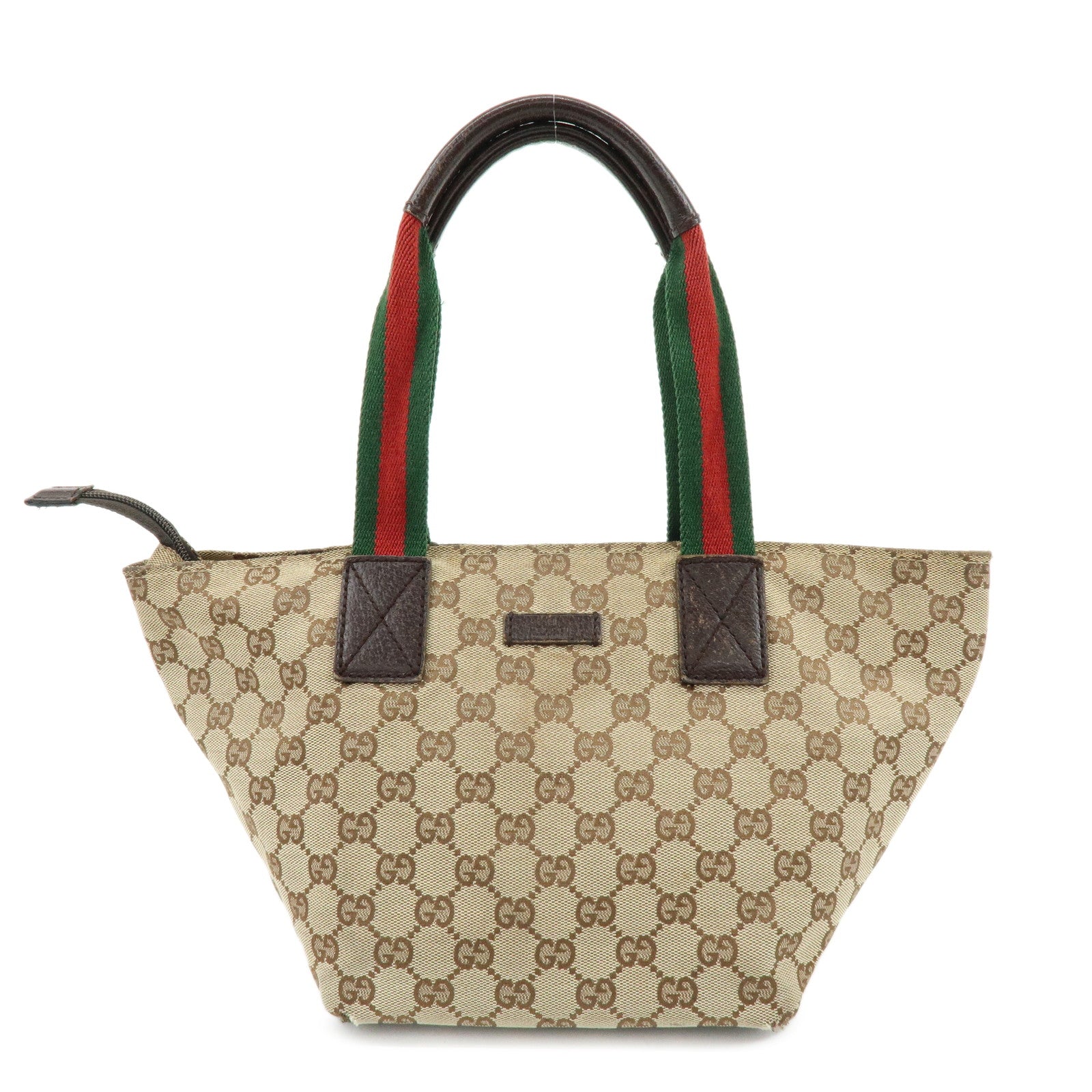 GUCCI Sherry GG Canvas Leather Tote Bag Hand Bag Brown 131228