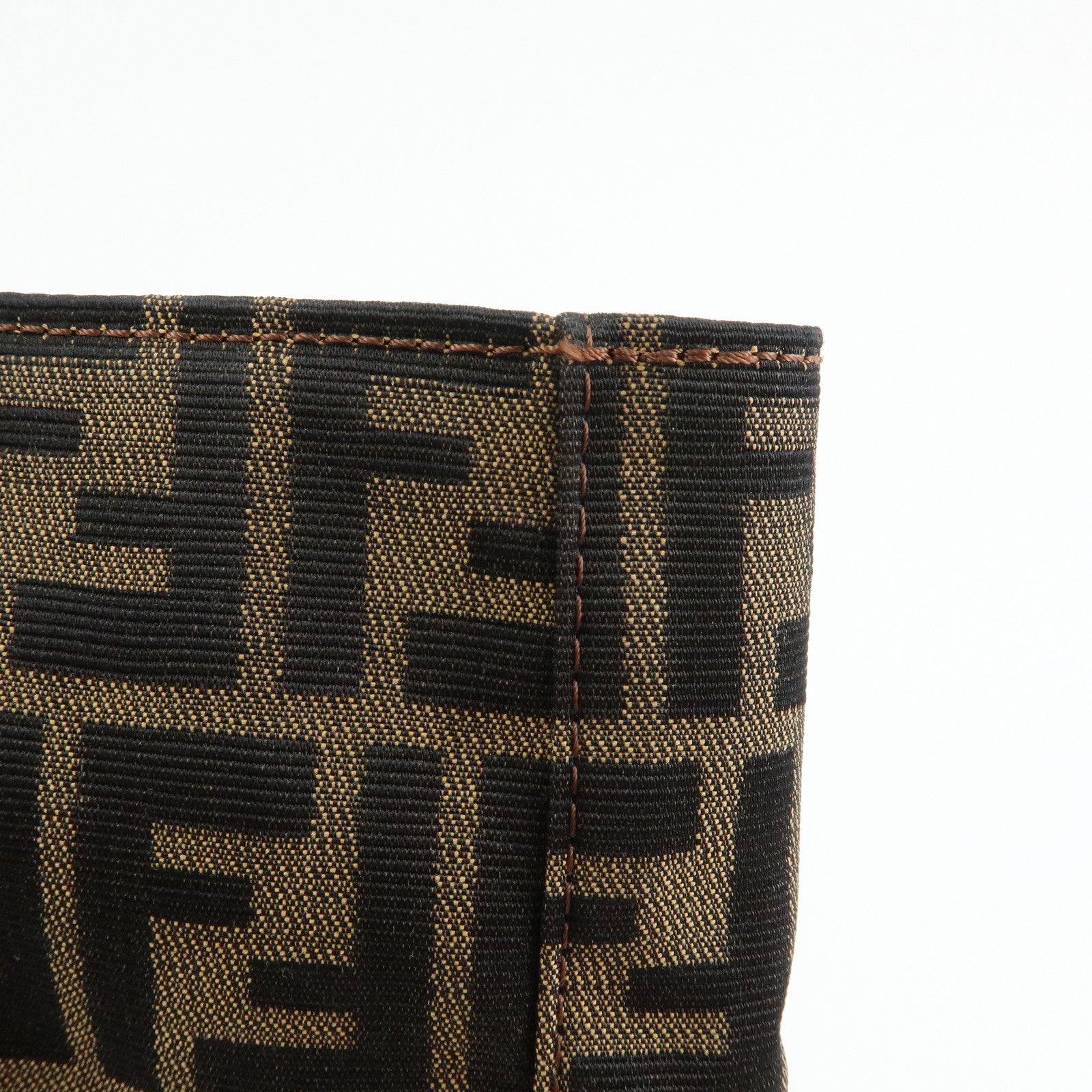 FENDI Zucca Canvas Leather Tote Bag Shoulder Bag Brown 16329