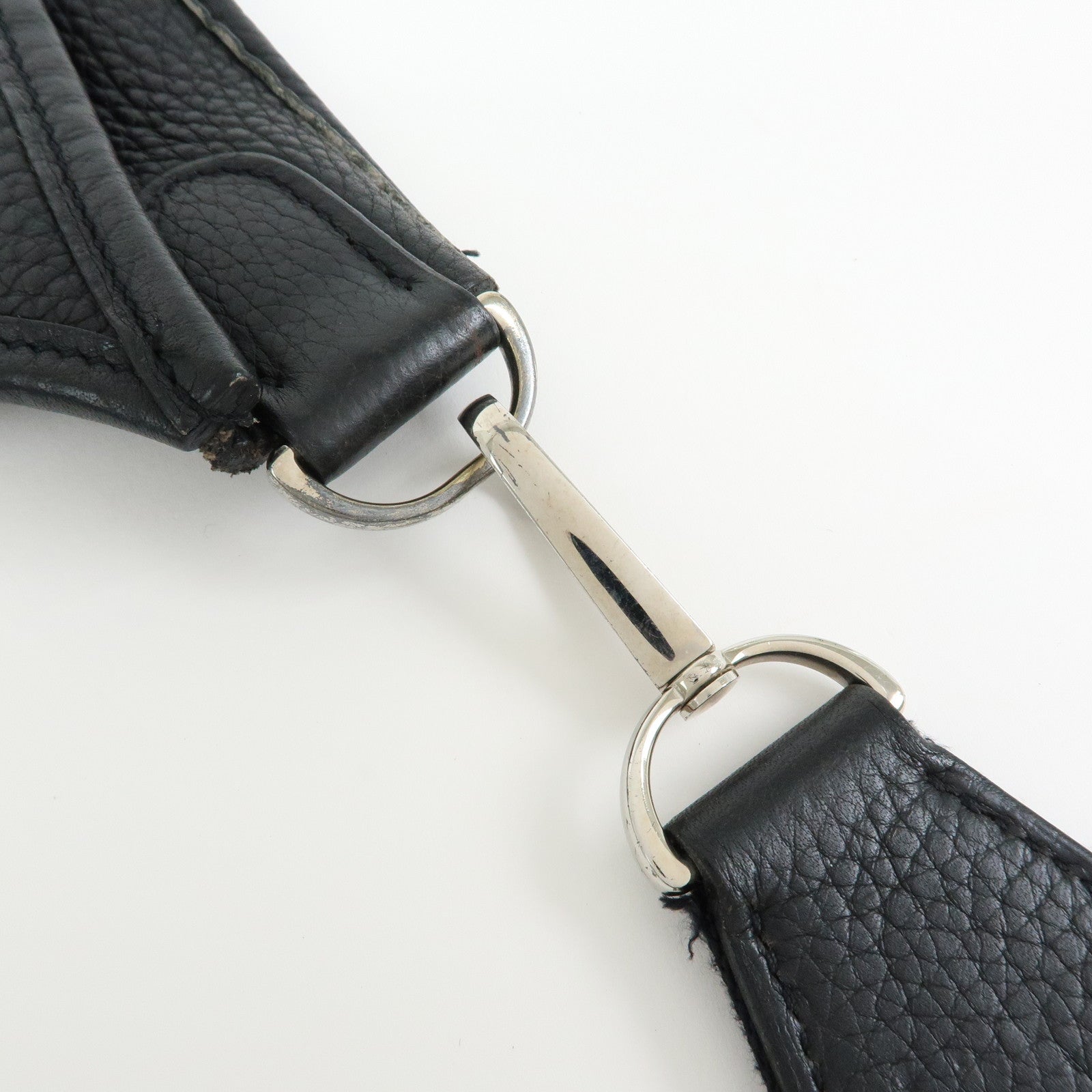 HERMES Evelyne Taurillon Leather Shoulder Bag □J Stamped Black