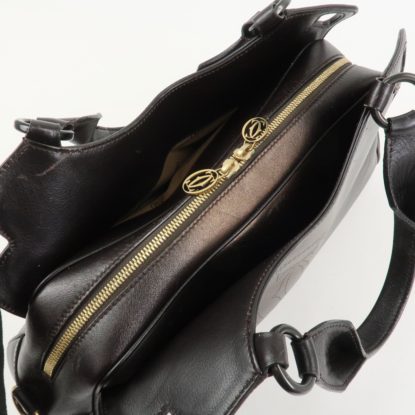 Cartier Marcello de Cartier Leather Hand Bag Dark Brown