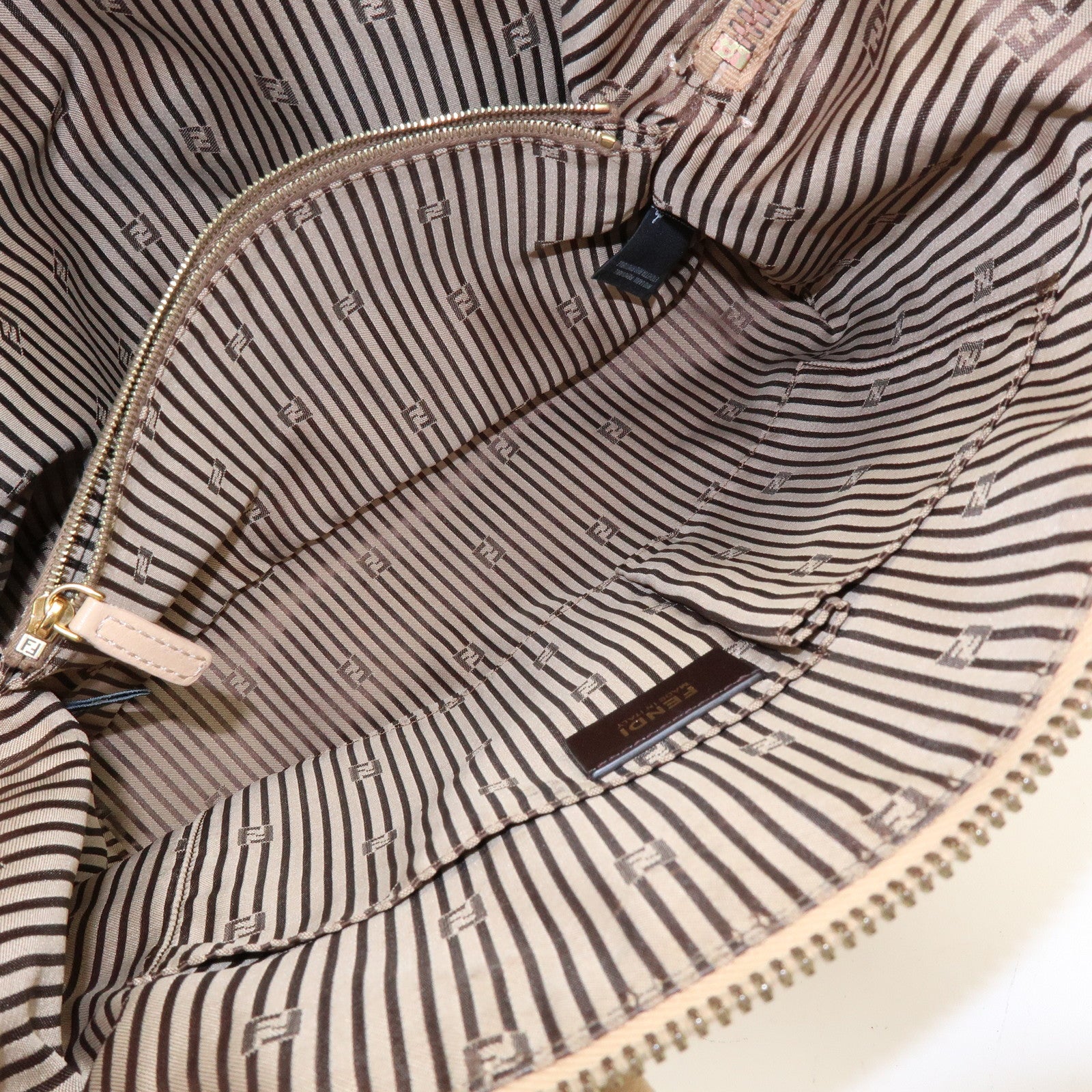 FENDI Leather Chameleon 2Way Hand Bag Shoulder Bag Beige 8BL114