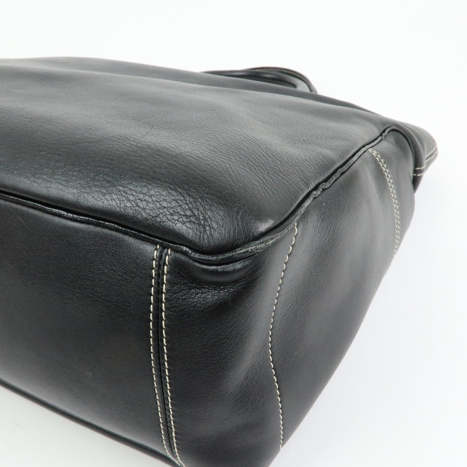 CELINE Boogie Bag Leather Hand Bag Tote Bag Black Silver