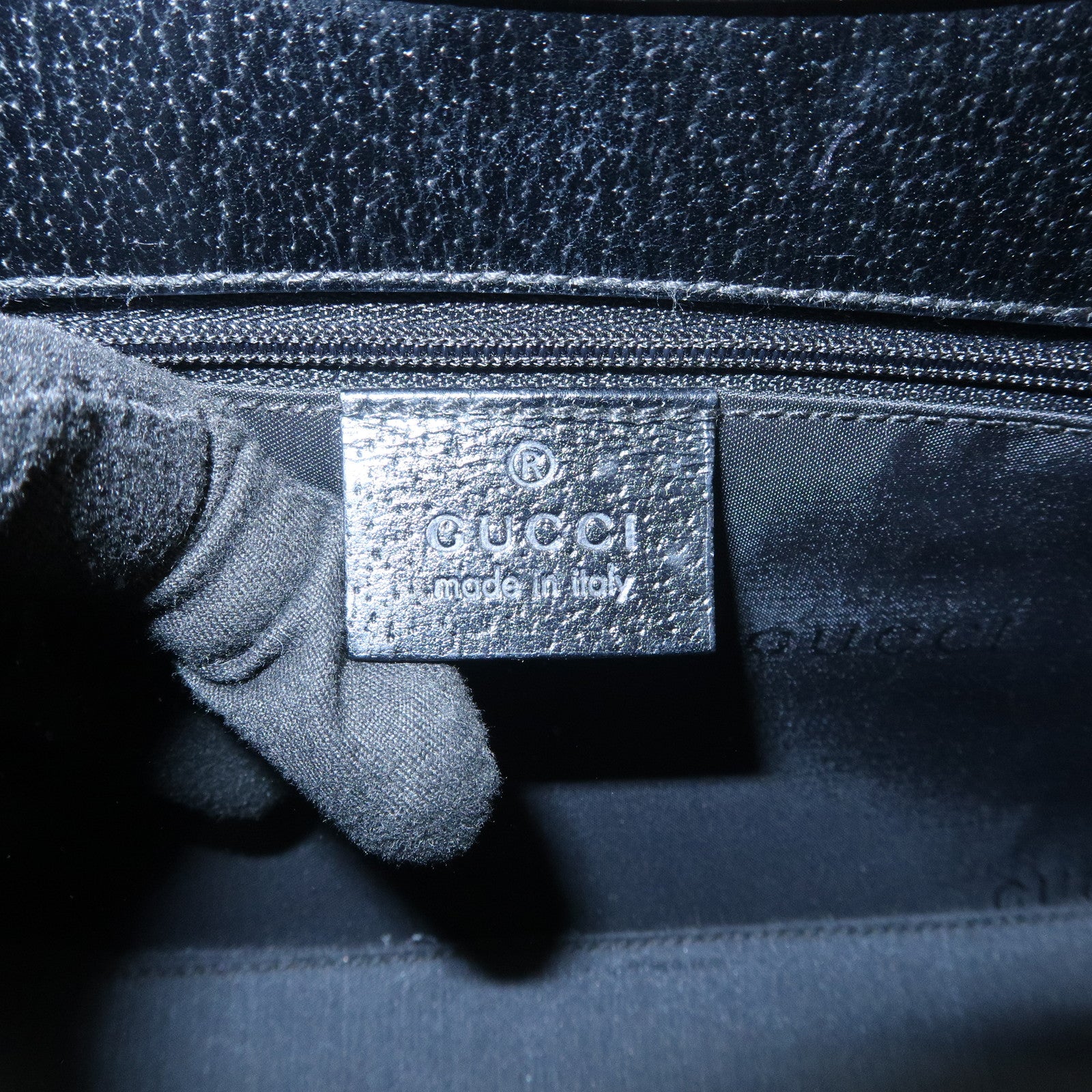 GUCCI Jackie Logo Leather Hand Bag Shoulder Bag Black 002.1068