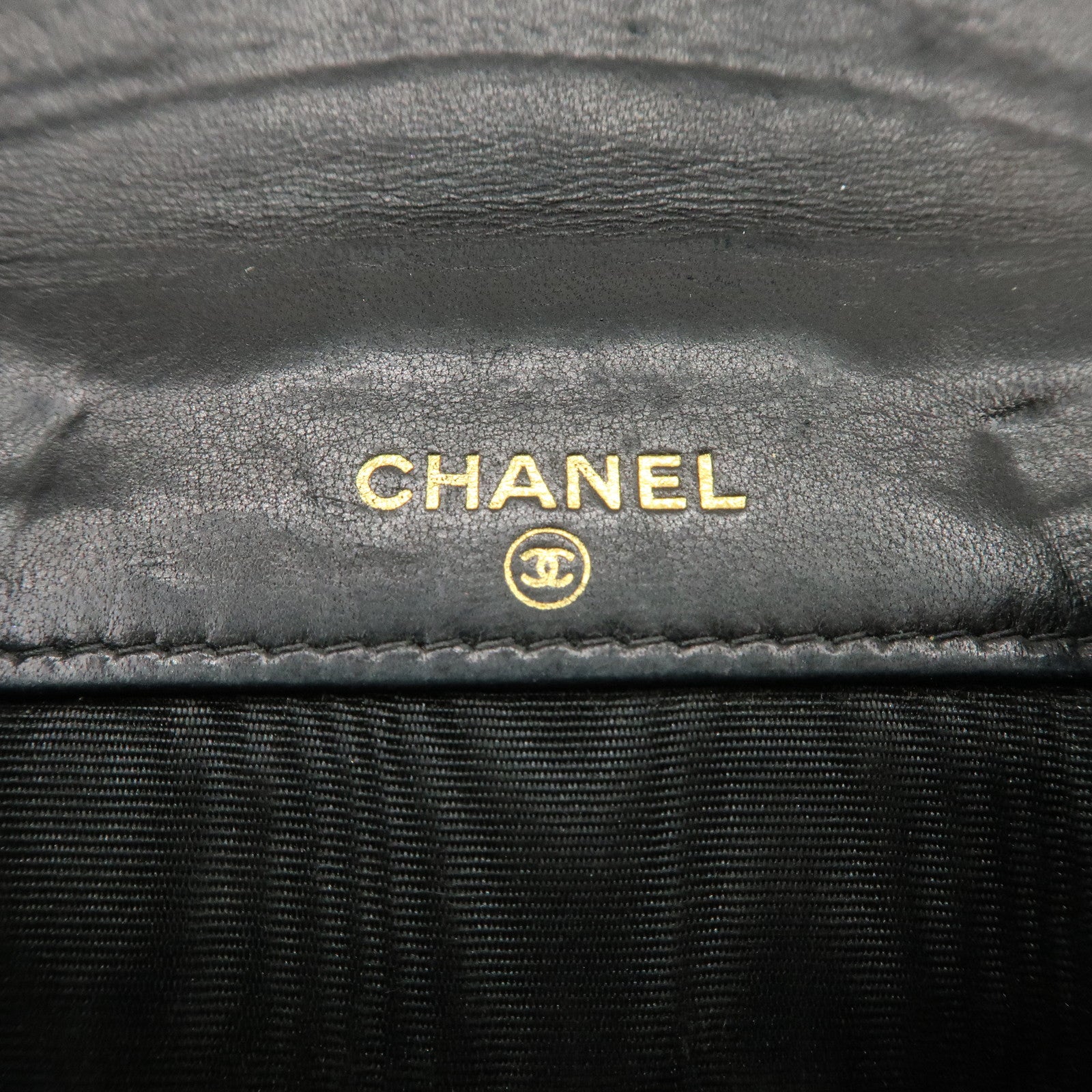 CHANEL COCO Mark Caviarskin Double Hook Wallet Black A13496