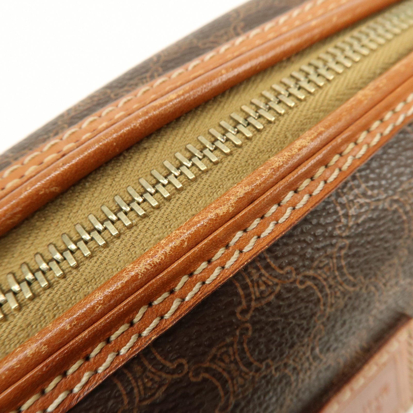 CELINE Macadam PVC Leather Pouch Cosmetic Pouch Brown